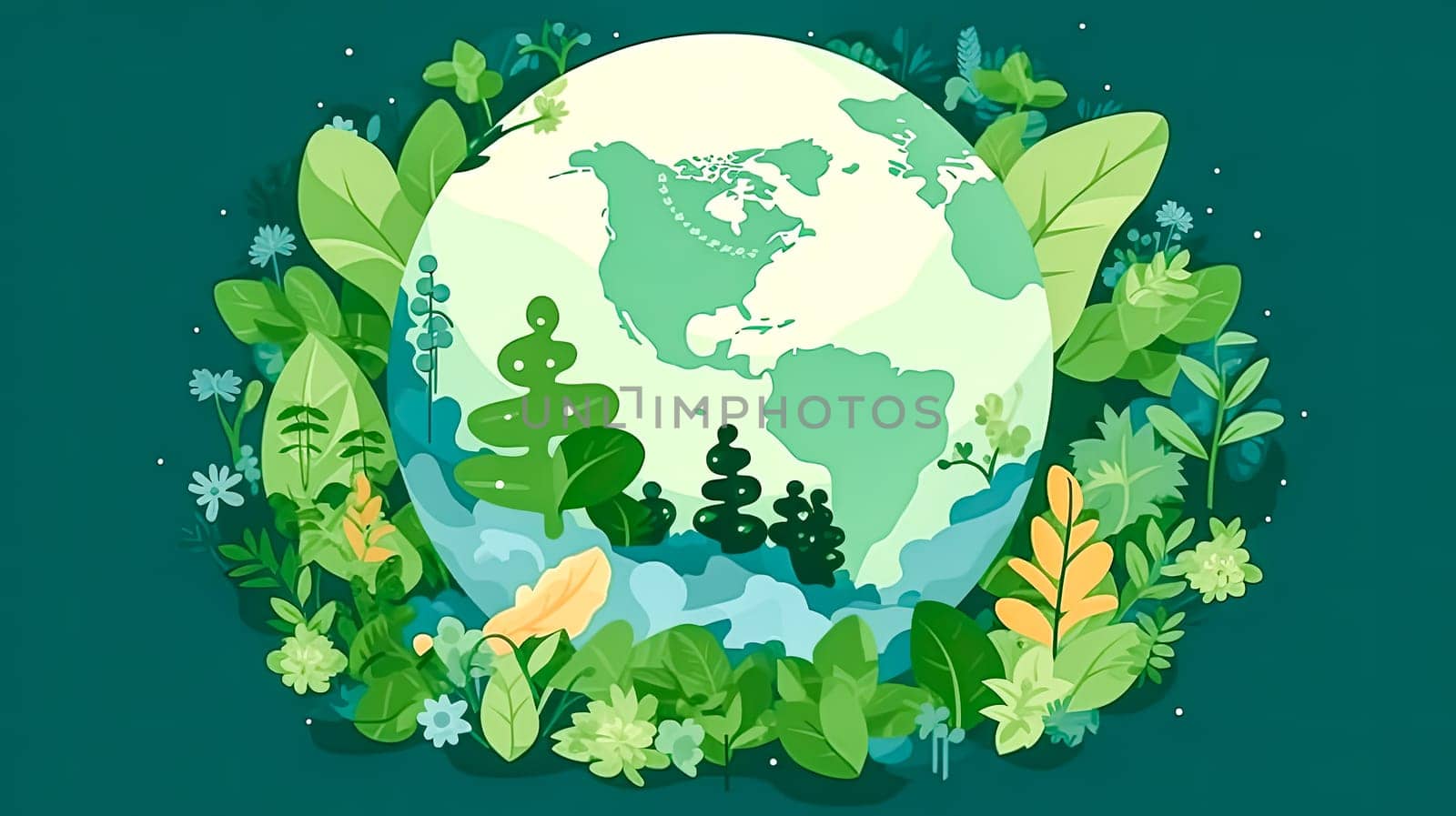 A planet in bloom, Earth adorned with green landscapes and lush trees by Alla_Morozova93