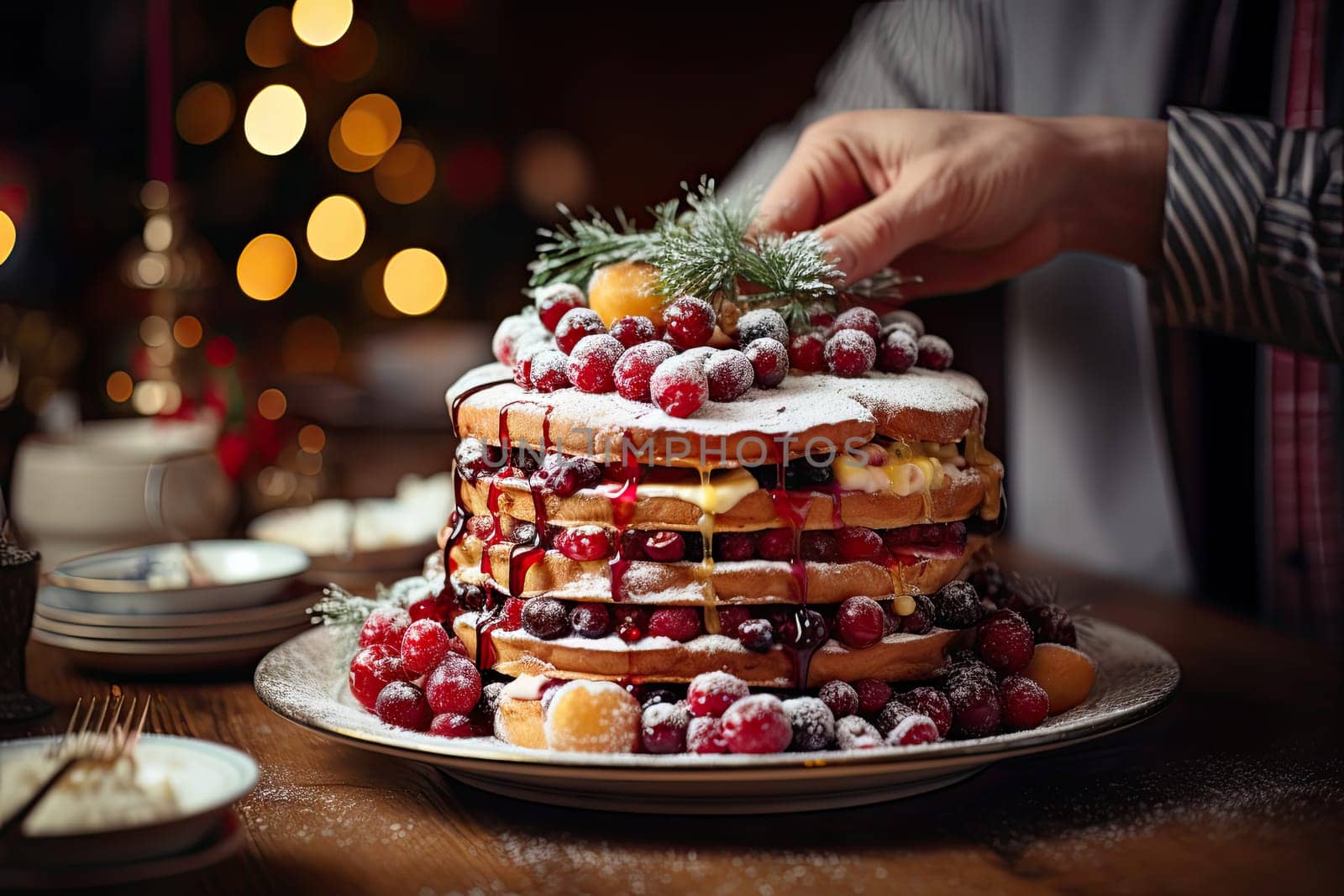 A person decorating a cake on a table by golibtolibov