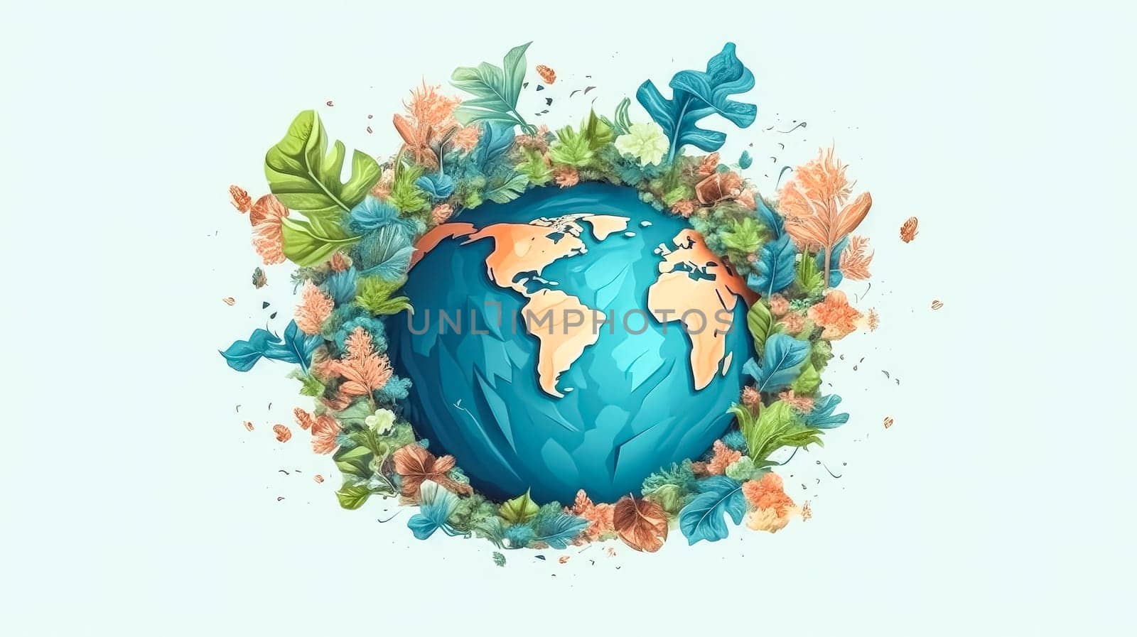 Verdant planet, Earth adorned with green grass and trees, a jubilant scene symbolizing natures resilience and the spirit of Earth Day rejoicing