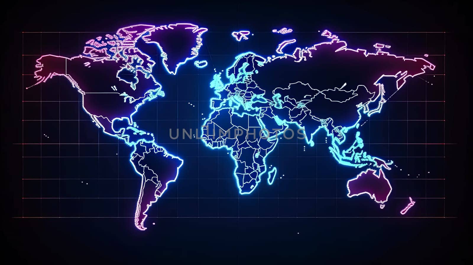 Neon atlas, World map illuminated a dynamic illustration representing the global commitment to energy conservation and a brighter, eco-friendly future