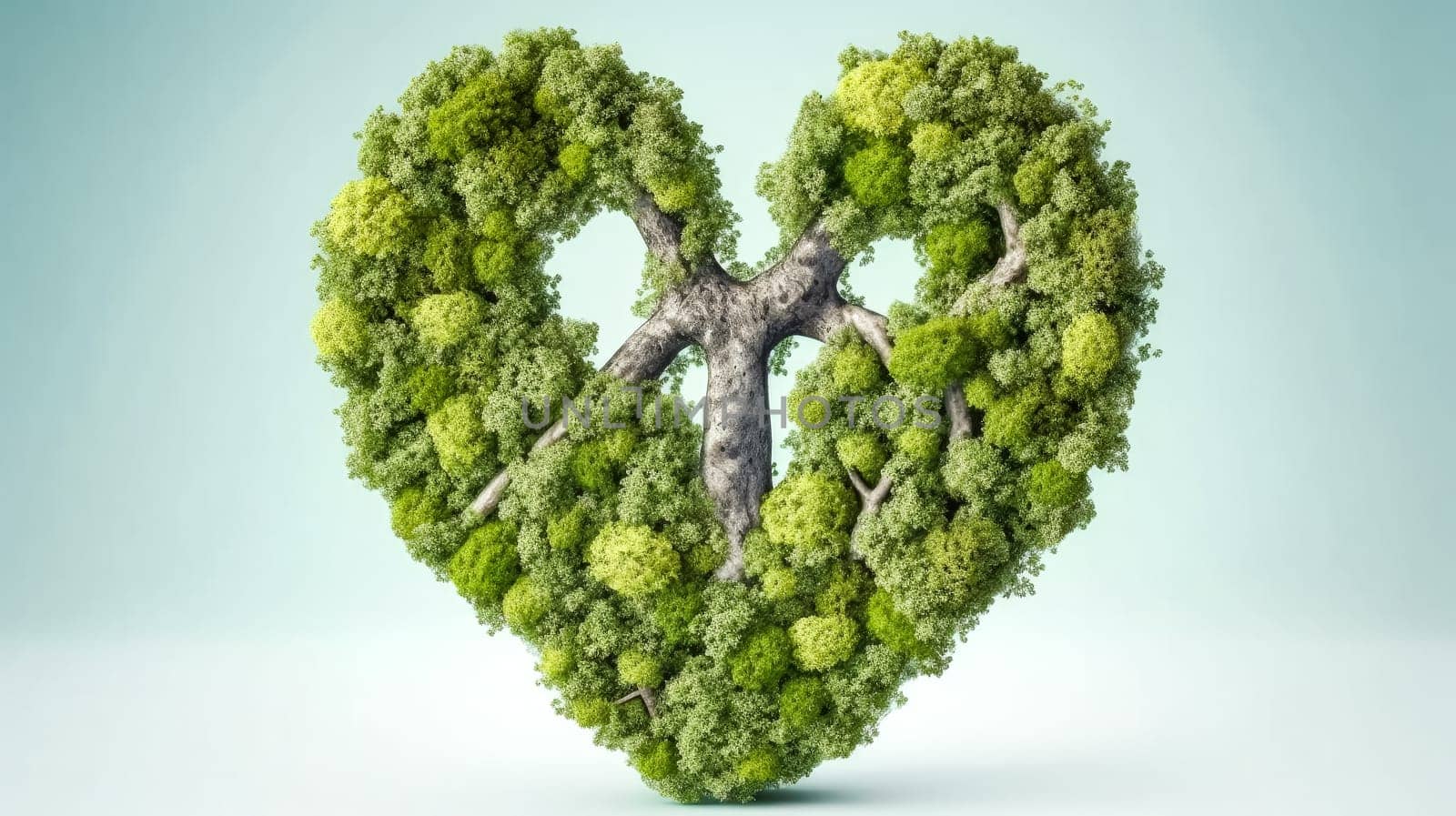 Heartbeat of the planet, A tree form heart, blending the essence of life with natures preservation an inspiring illustration of the interconnectedness of all life