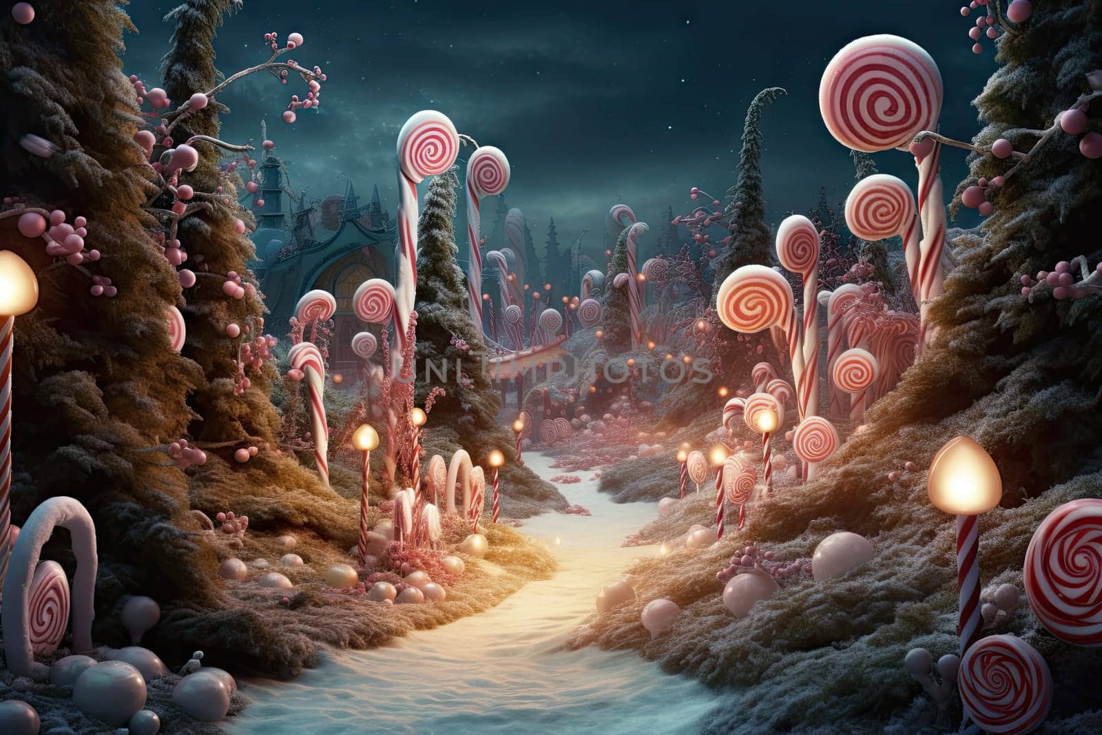 A Dreamy Journey Through Candy Land Under the Starry Night Sky