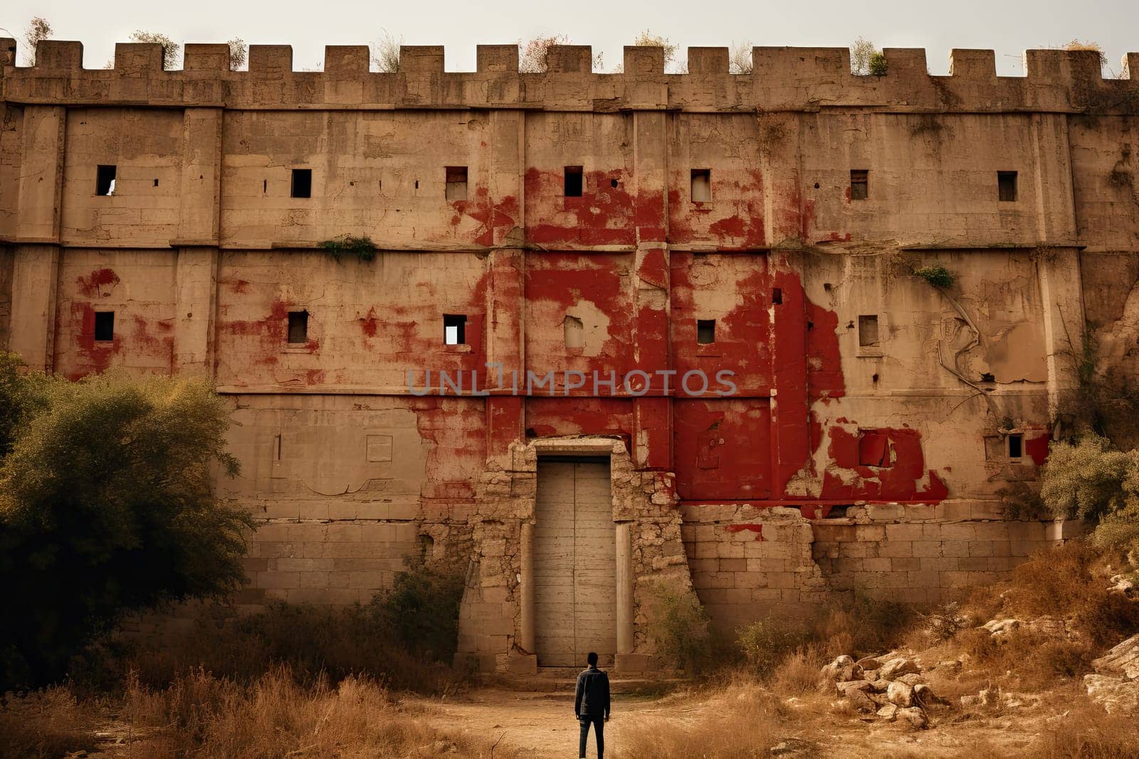 A Glimpse into History: A Man Contemplating the Magnificence of an Ancient Architectural Masterpiece