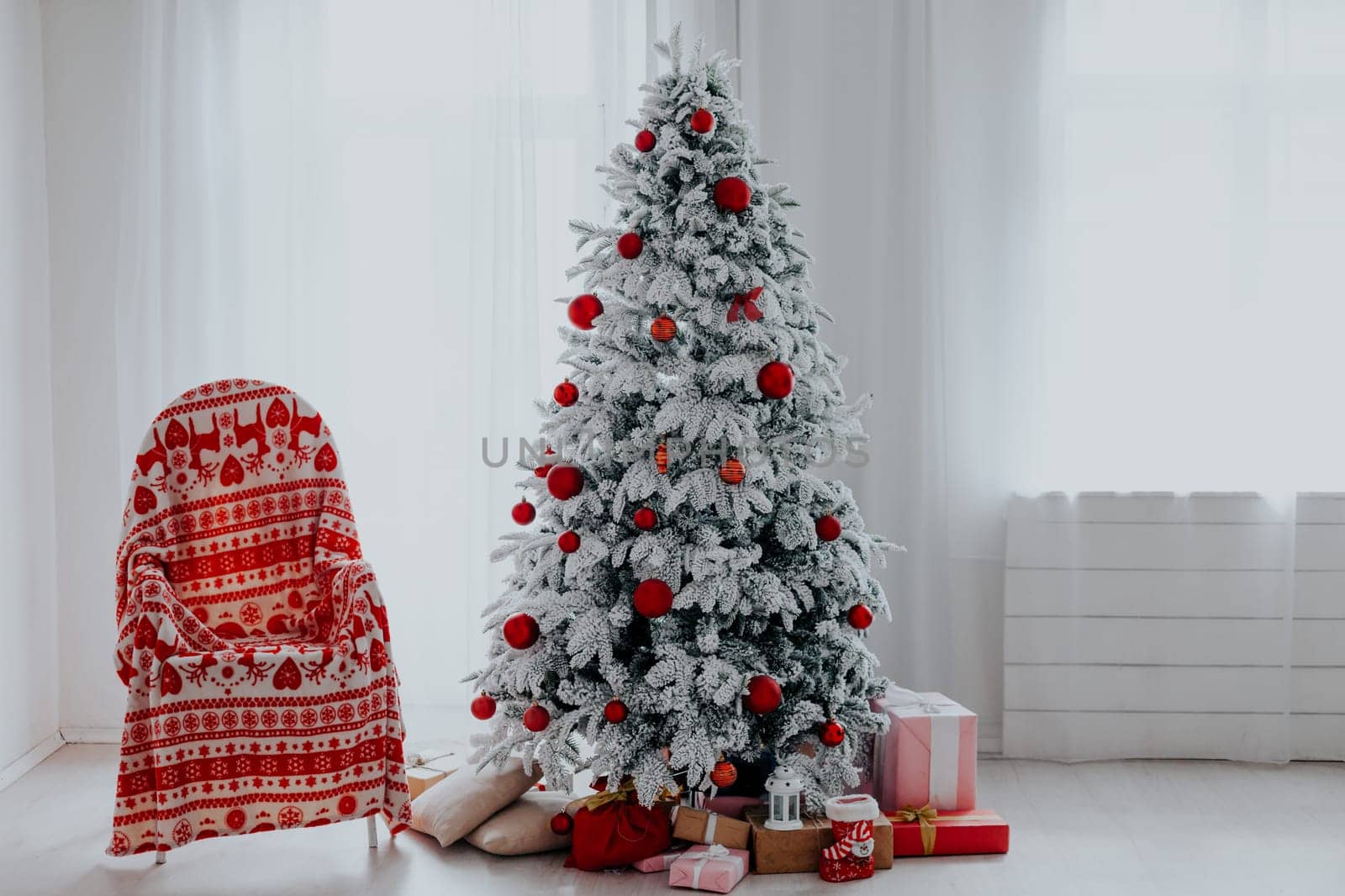 Christmas Interior apartment Christmas tree new year holidays by Simakov