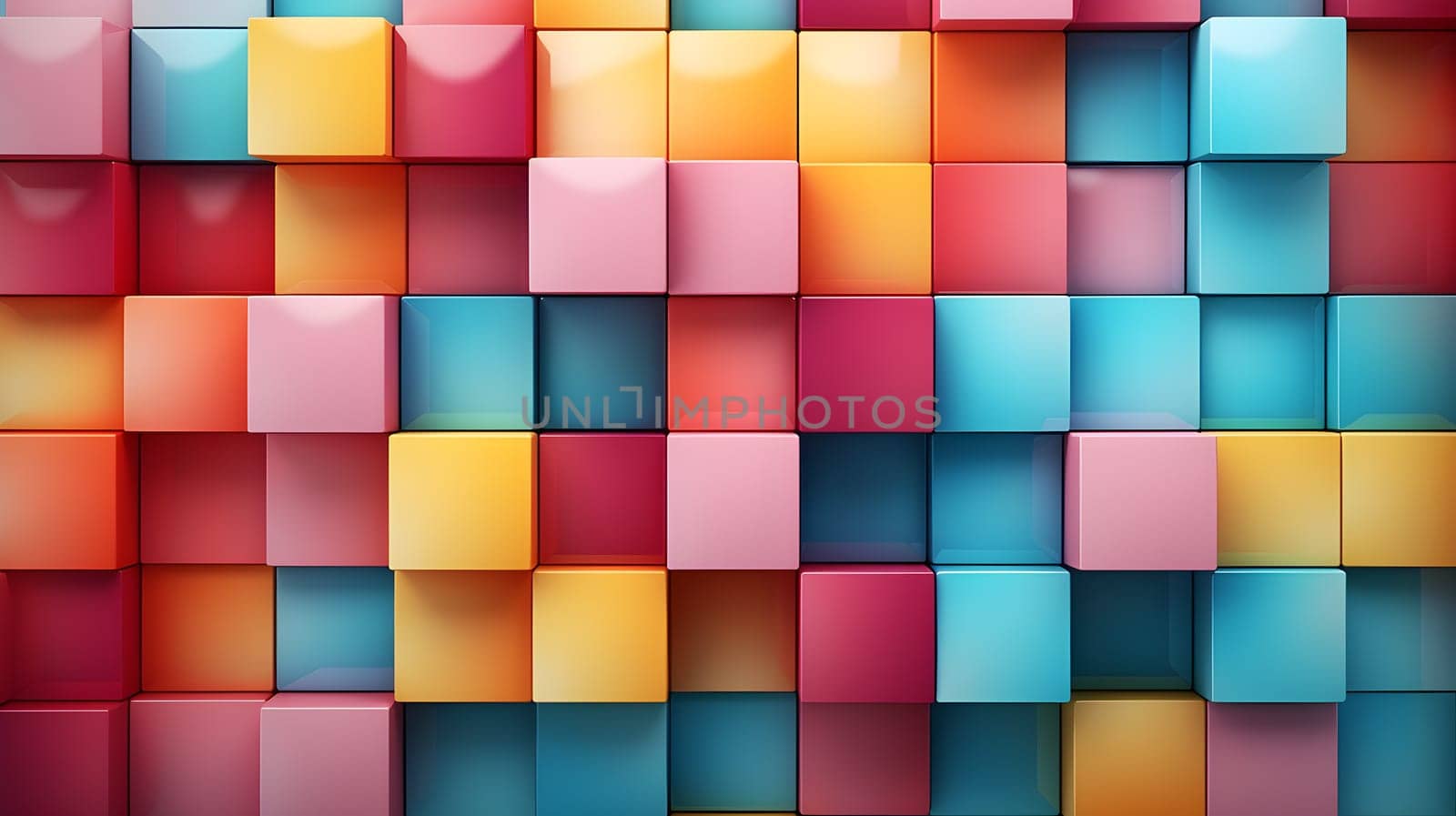 A mesmerizing background of colorful cubes, arranged in a repeating pattern - AI Generative