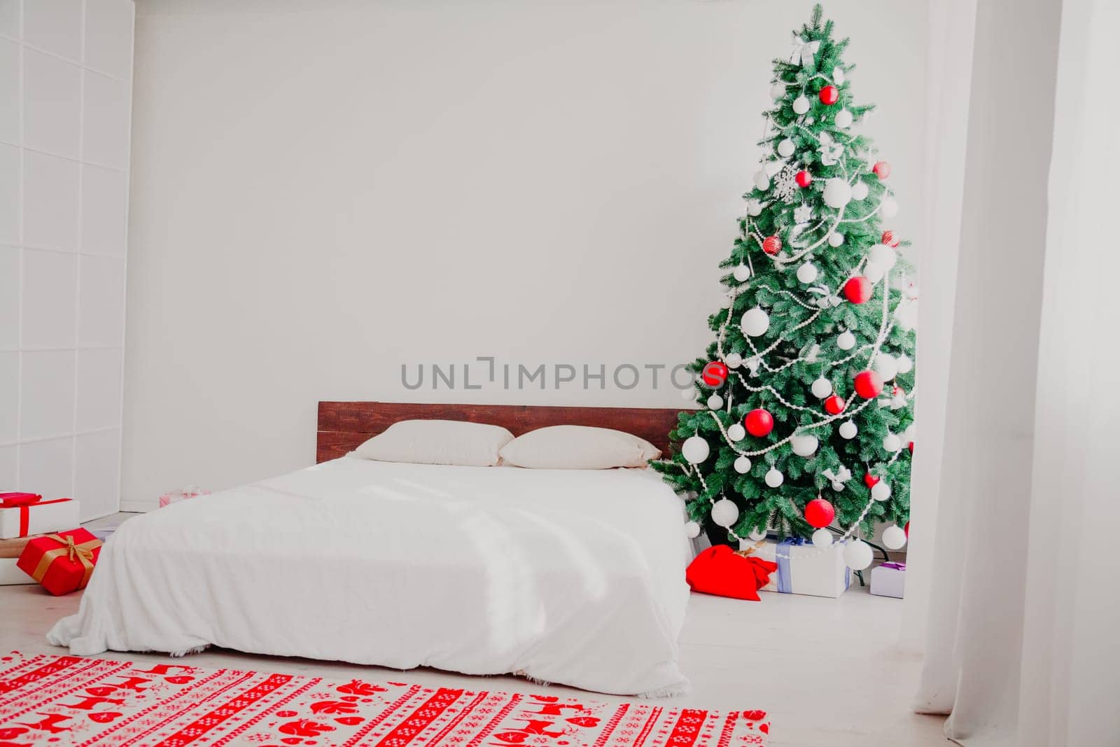new year House bedroom bed Christmas tree holiday gifts