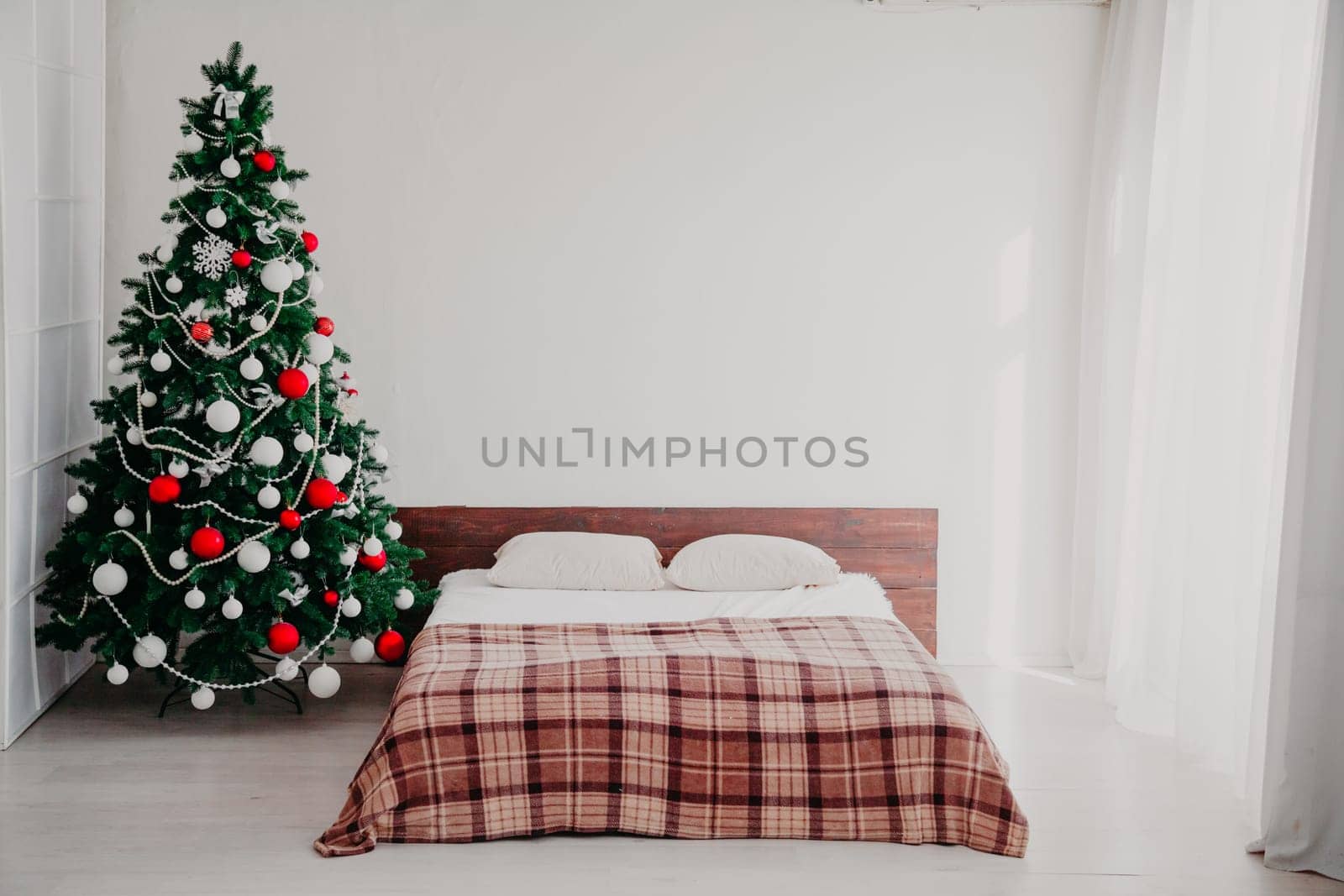 new year House bedroom bed Christmas tree holiday gifts happiness by Simakov