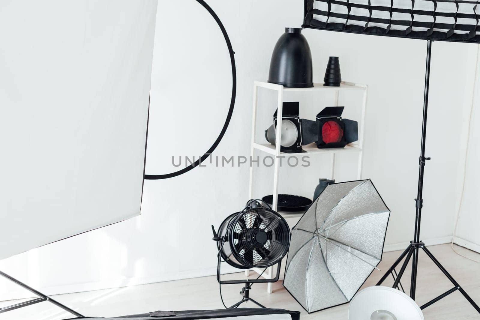 Photo studio equipment flash accessories photographer light by Simakov