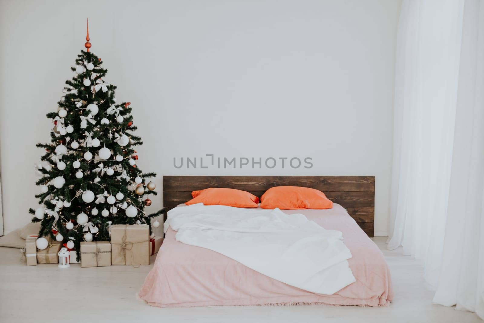 new year Christmas white room with Christmas tree 1