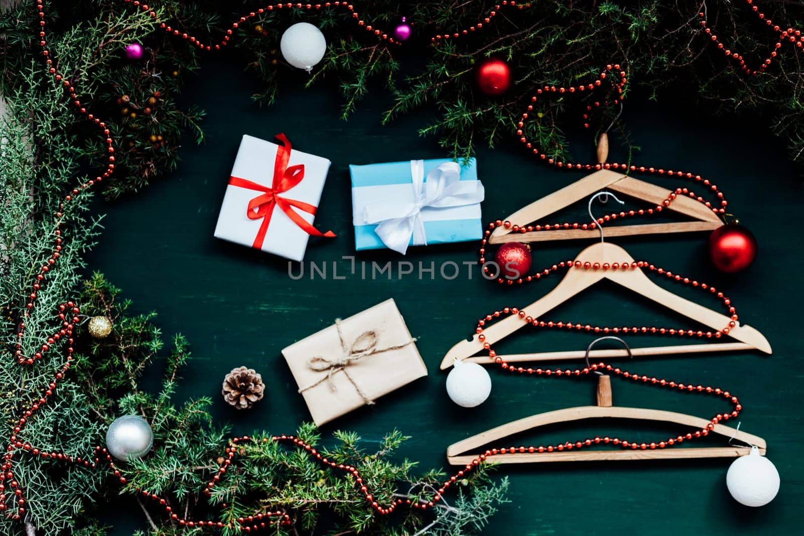 clothes Christmas background Christmas tree gifts new year