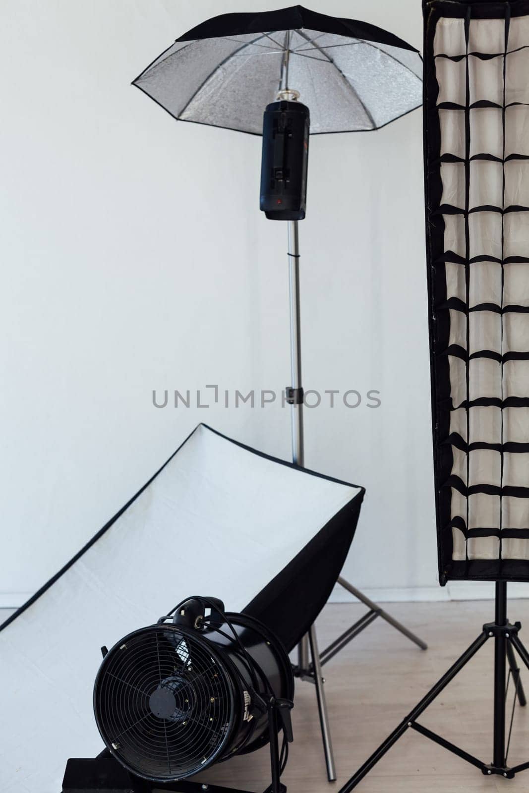 Photo studio equipment flash photographer accessories backgrounds by Simakov
