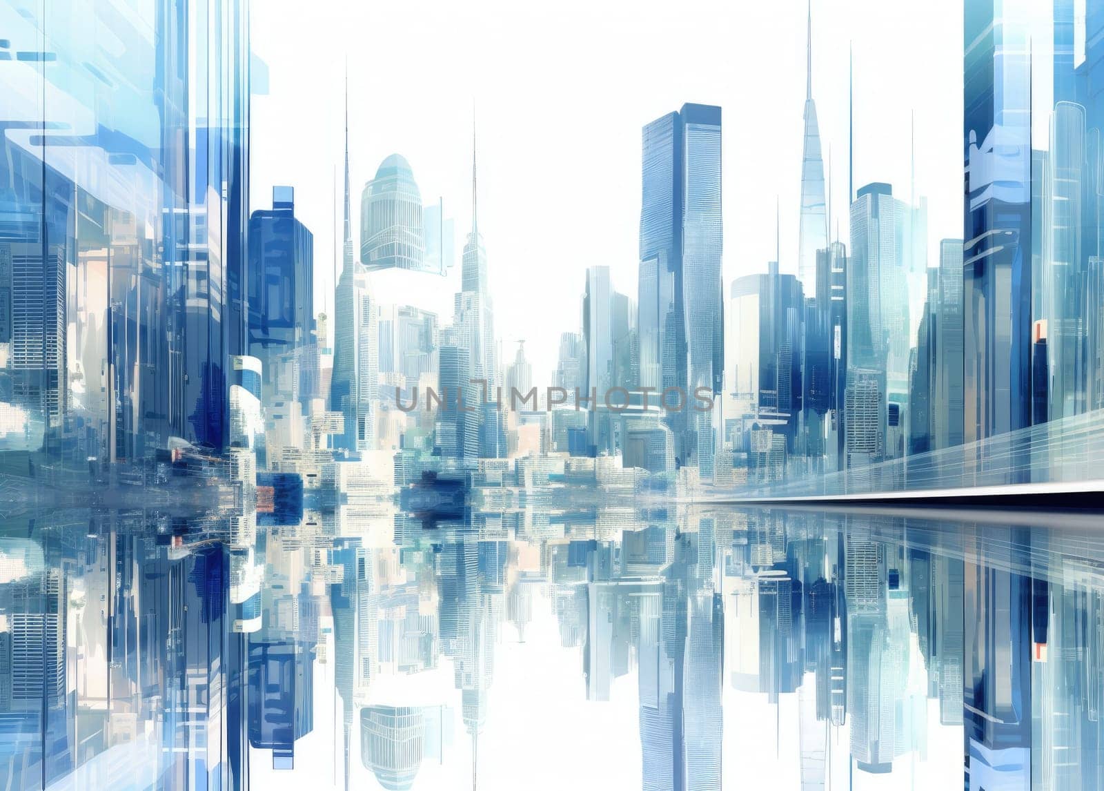 Abstract city background, cityscape and skyline double exposure comeliness