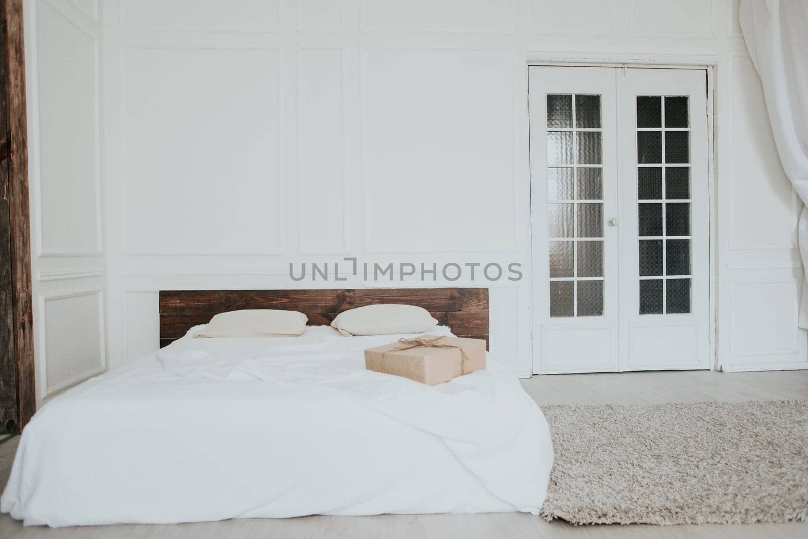 White bedroom bed morning linen vintage dekor by Simakov