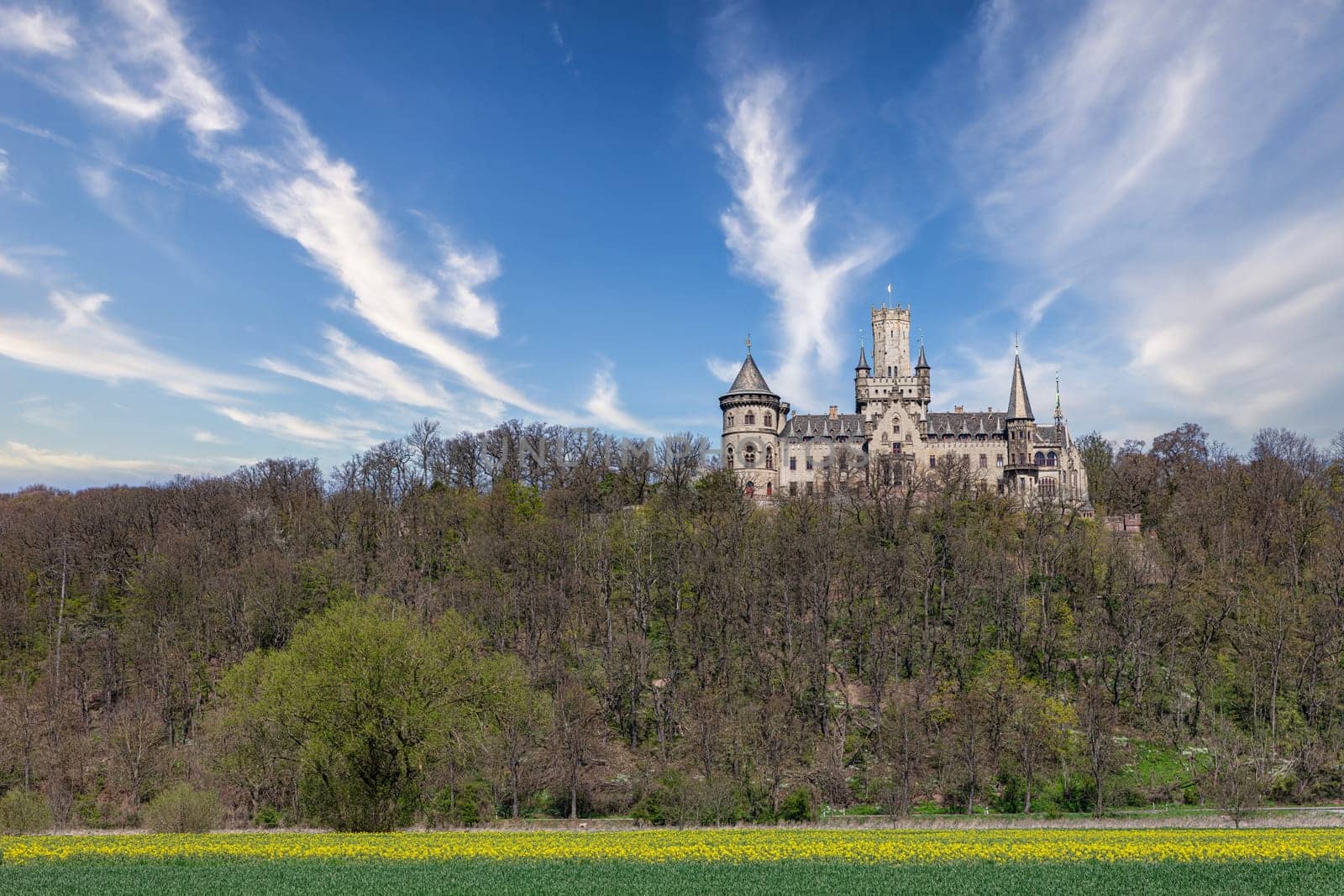 View of a Gothic revival Marienburg castle in Lower Saxony, Germany