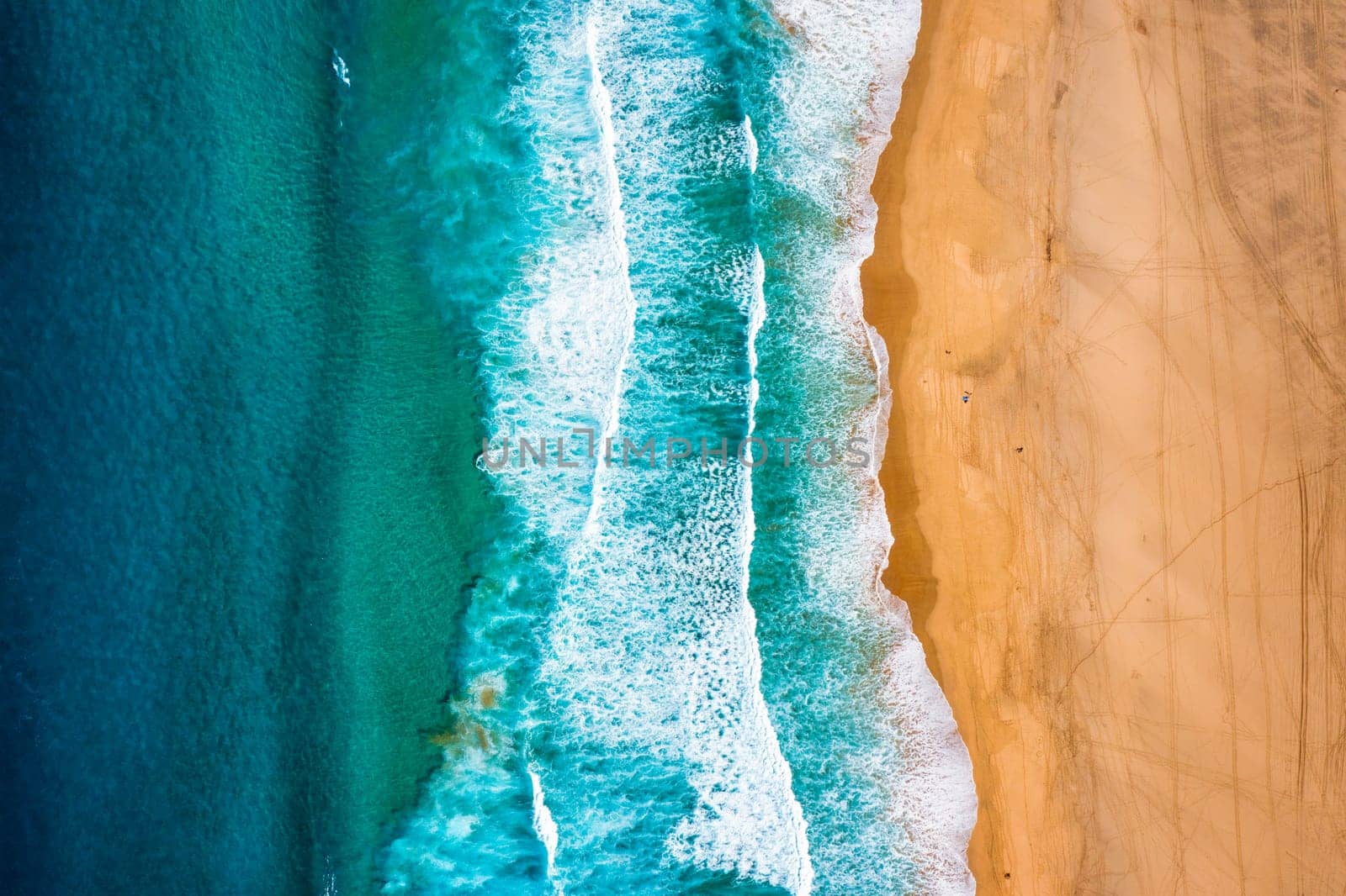 Ocean View Beach. Ocean Beach, beautiful landscape, travel and vacation. Aerial view of sandy beach and ocean with waves