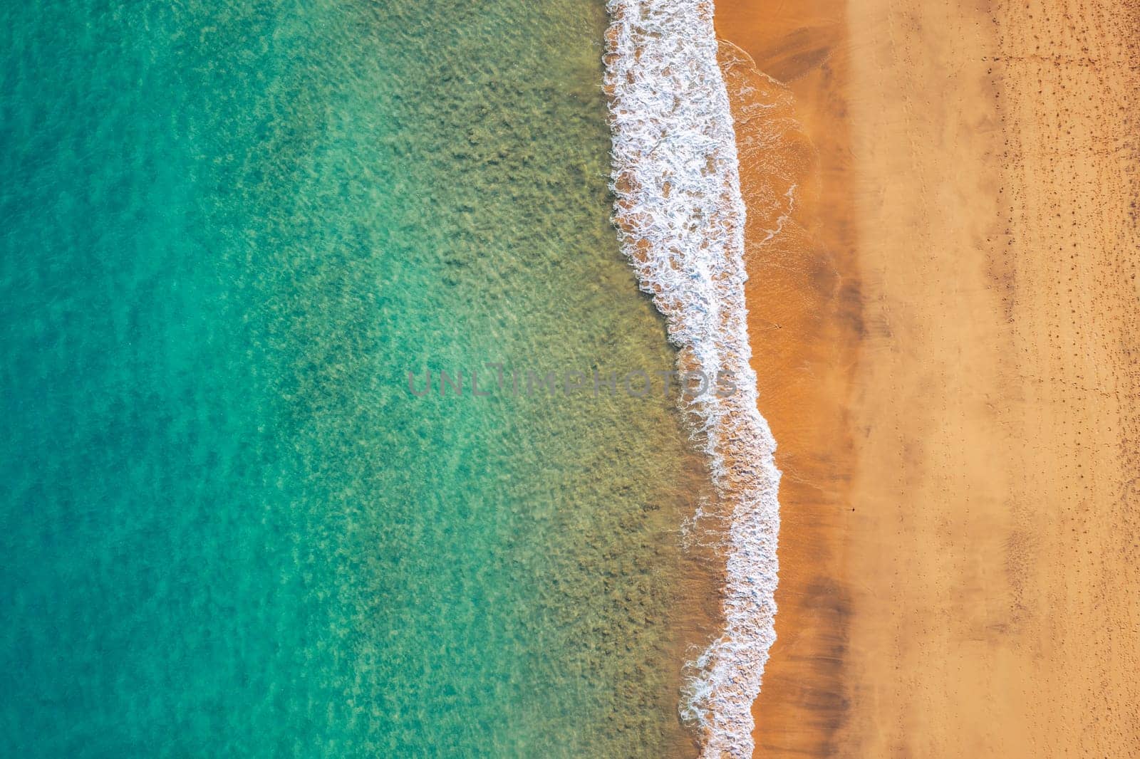 Ocean View Beach. Ocean Beach, beautiful landscape, travel and vacation. Aerial view of sandy beach and ocean with waves