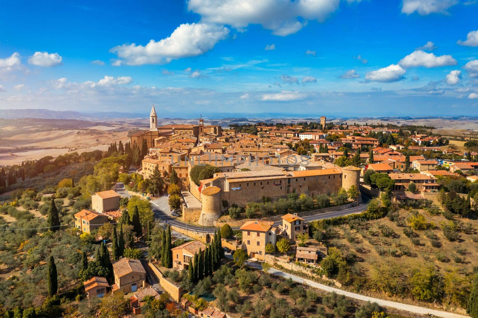 Pienza, a town in the province of Siena in Tuscany, Italy, Europe. Tuscany, Pienza italian medieval village. Siena, Italy. The small town of Pienza in Tuscany, Italy. 