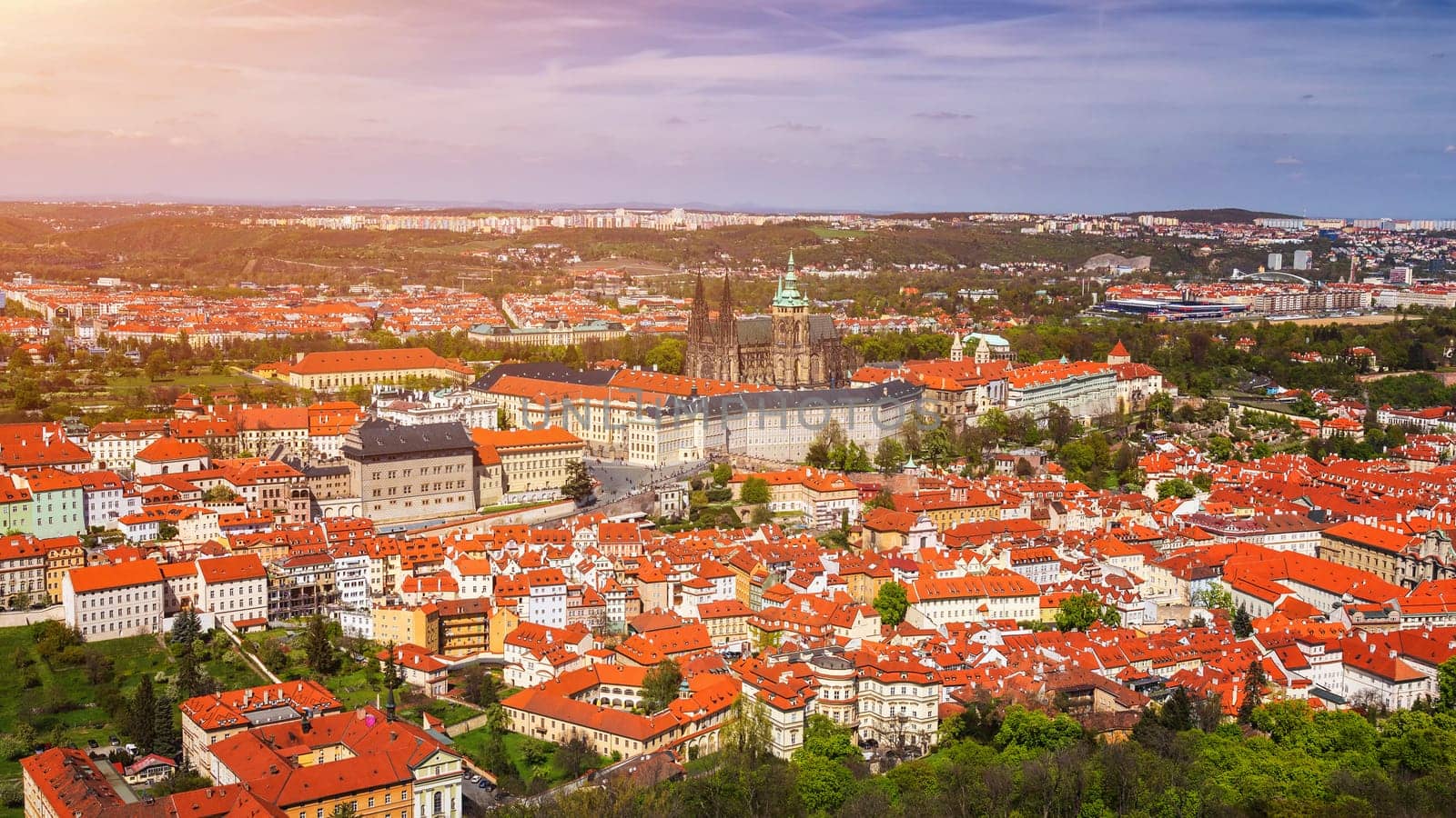 Prague Castle and Saint Vitus Cathedral, Czech Republic. Panoramic view