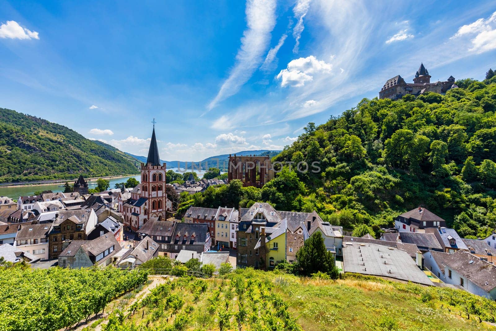 Bacharach panoramic view. Bacharach is a small town in Rhine valley in Rhineland-Palatinate, Germany. Bacharach is a small town in Rhine valley in Rhineland-Palatinate, Germany by DaLiu