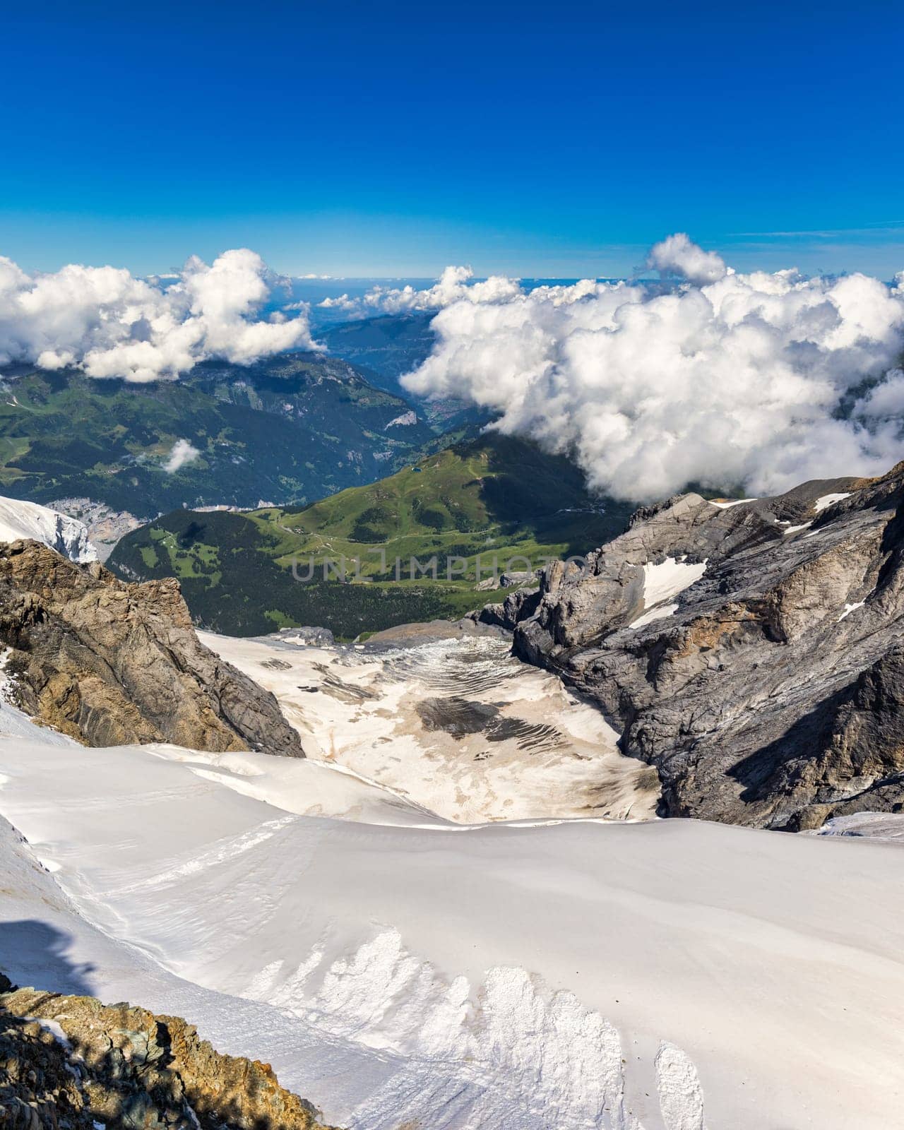 Aletsch Glacier in the Jungfraujoch, Switzerland. Jungfraujoch, Top of Europe, one of the highest observatories in the world located at the Jungfrau railway station, Bernese Oberland, Switzerland. by DaLiu