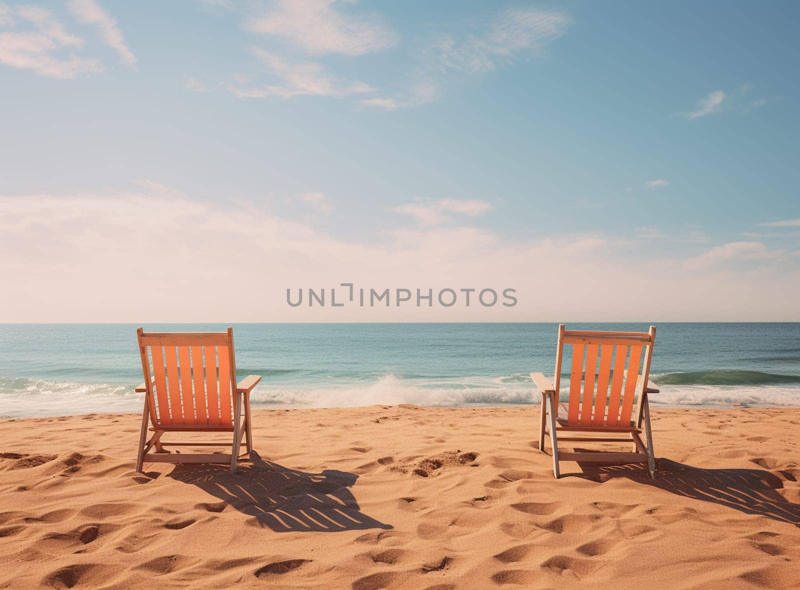 Caribbean Beach.Paradise. Vacation and Tourism concept. Sunbeds. High quality photo