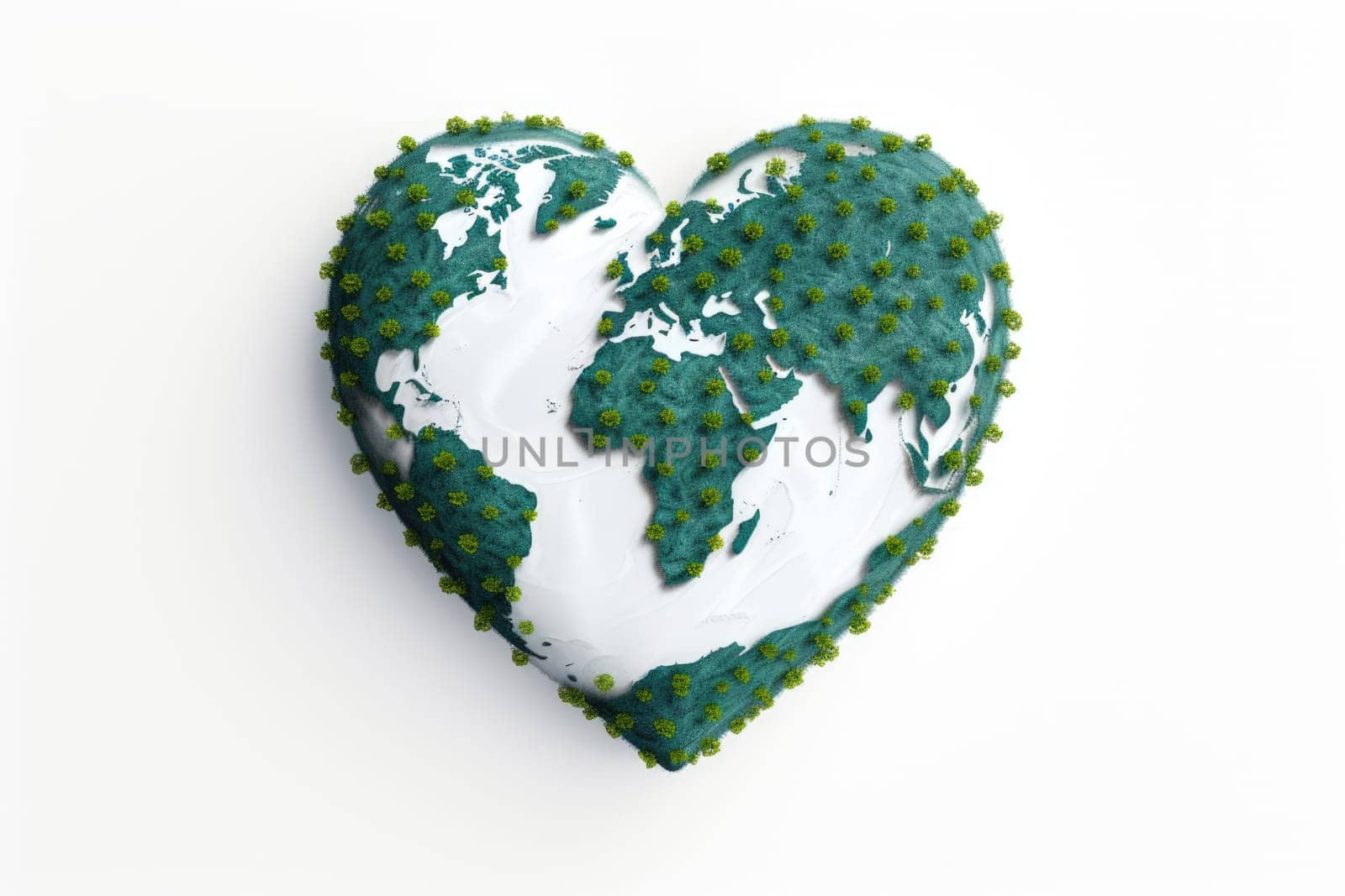 Earth in the shape of a heart on white, ecology and environment concept. AI Generated