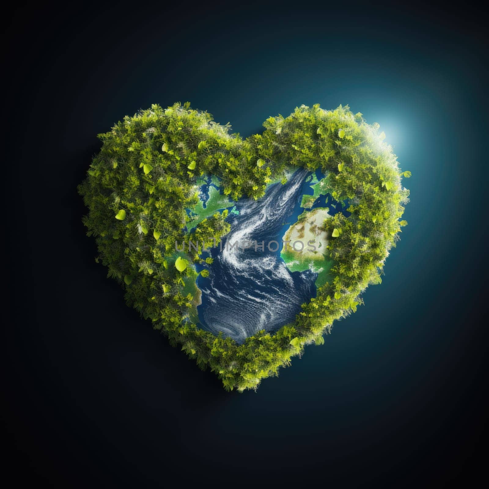 Earth in the shape of a heart, ecology and environment concept. AI Generated