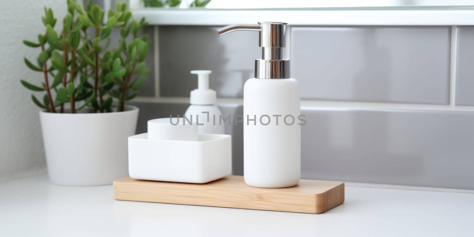 eco friendly reusable Soap dispenser in modern bathroom interior. AI Generated