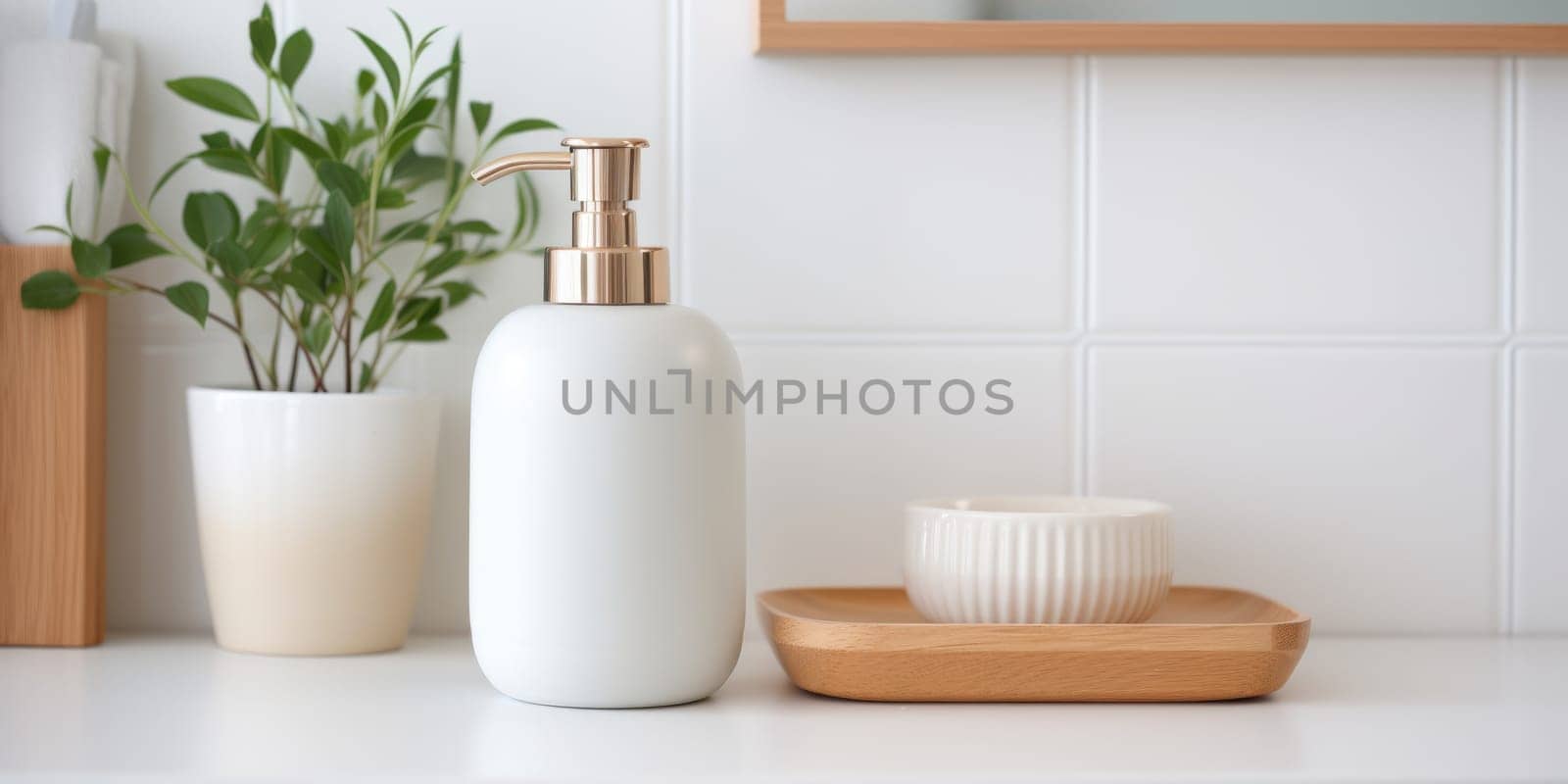 eco-friendly bottle Soap dispenser in bathroom interior. AI Generated by Desperada