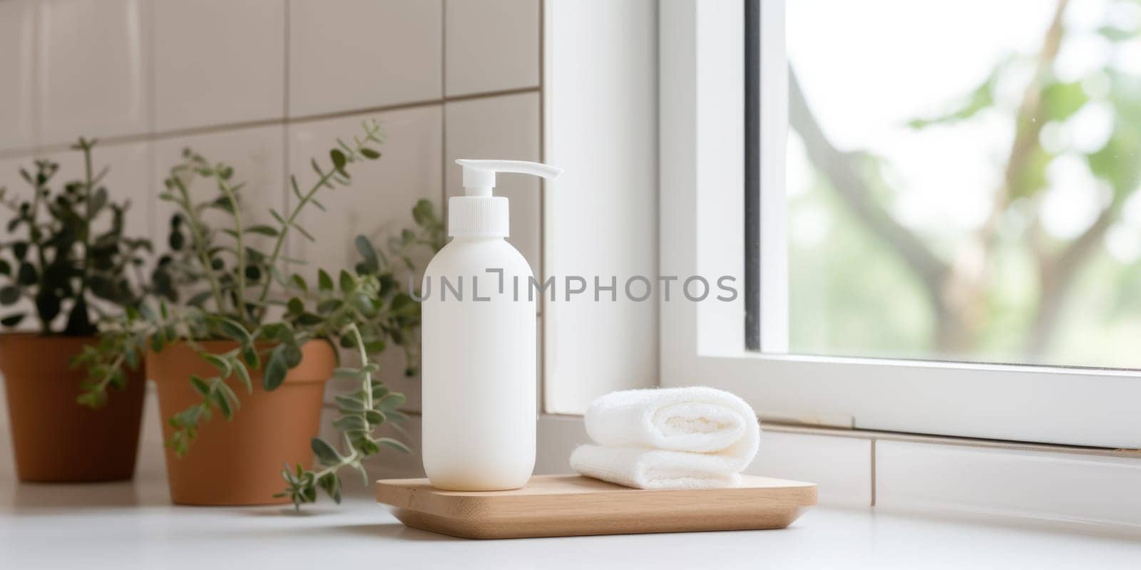 eco-friendly bottle Soap dispenser in bathroom interior. AI Generated by Desperada