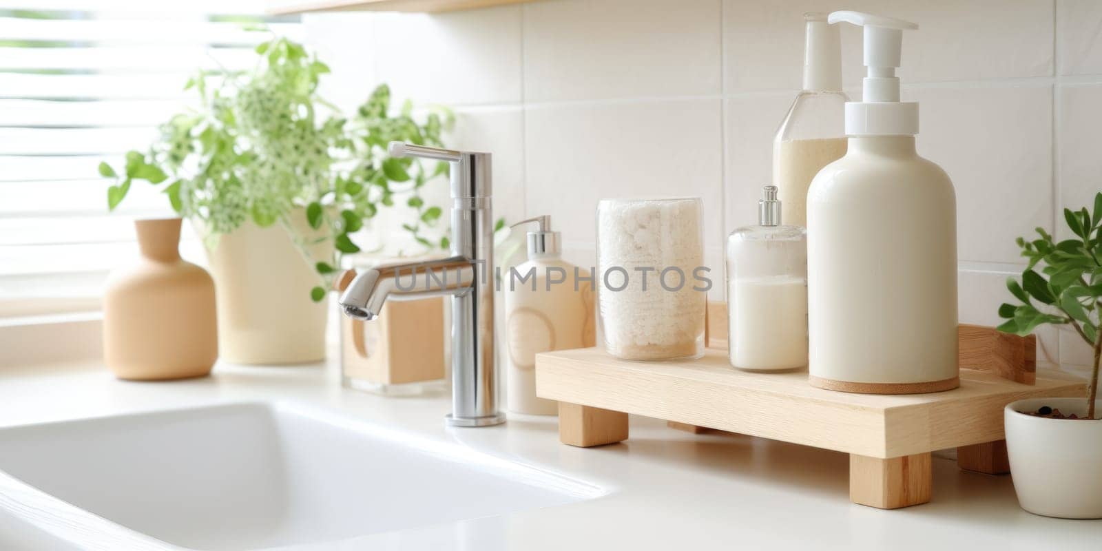 eco friendly reusable Soap dispenser in modern bathroom interior. AI Generated