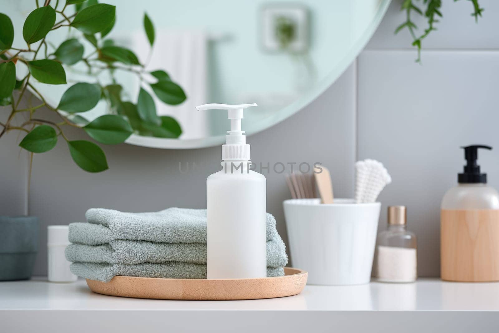 eco friendly reusable Soap dispenser in modern bathroom interior. AI Generated