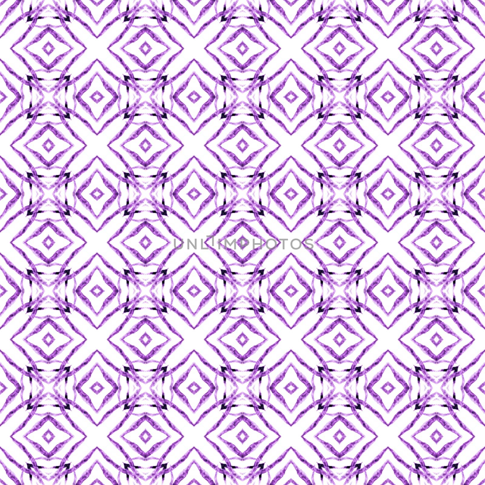 Textile ready enchanting print, swimwear fabric, wallpaper, wrapping. Purple symmetrical boho chic summer design. Arabesque hand drawn design. Oriental arabesque hand drawn border.