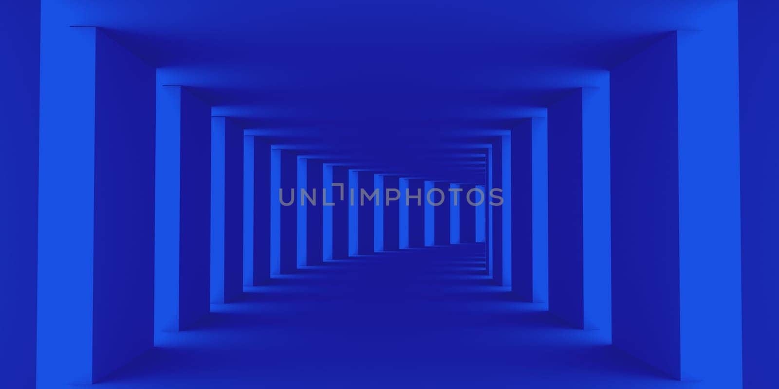 Abstract Architecture Building on blue Background. 3d Rendering.