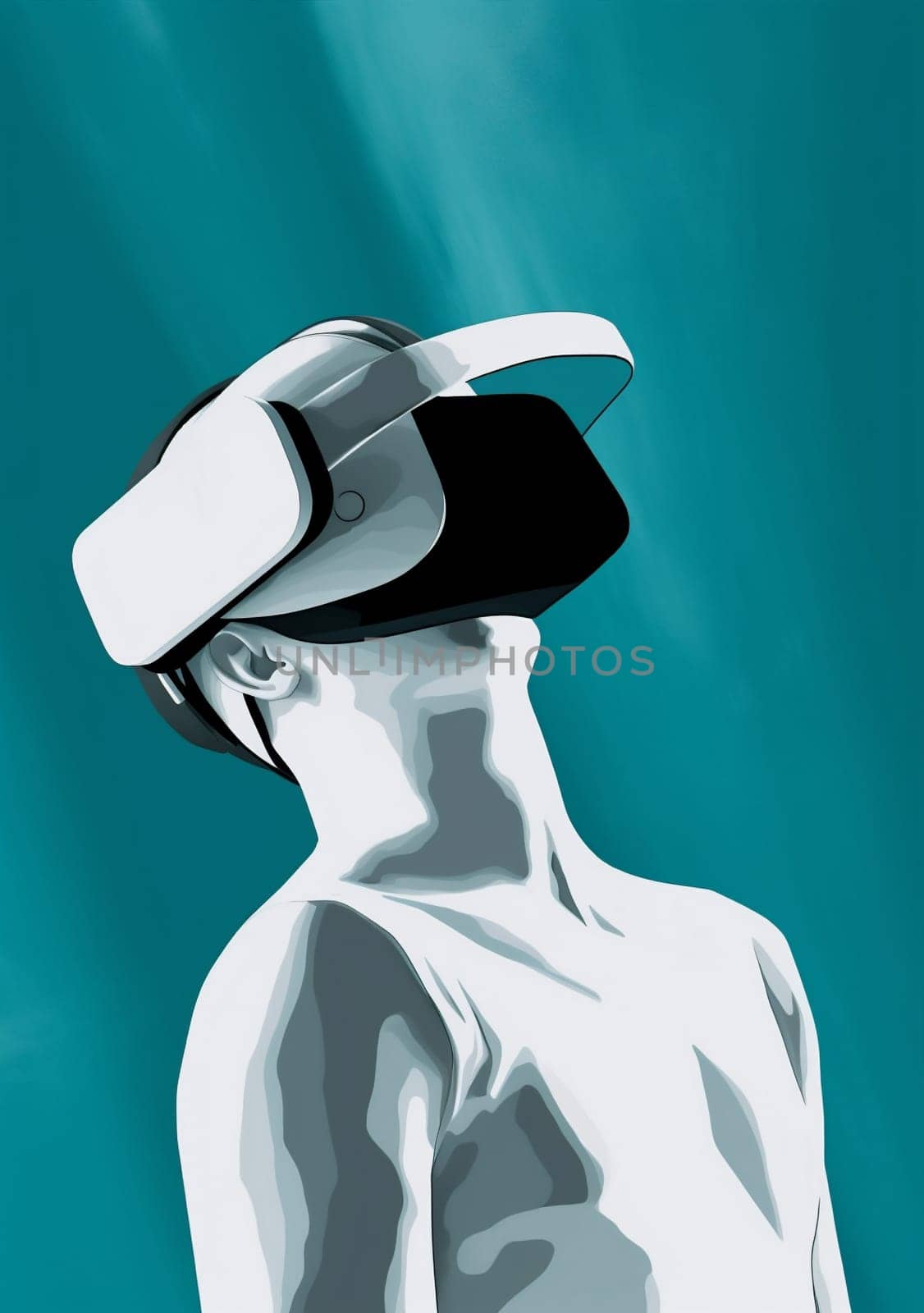 man headset glasses goggles gadget digital cyber futuristic vr technology minimal. Generative AI. by Vichizh