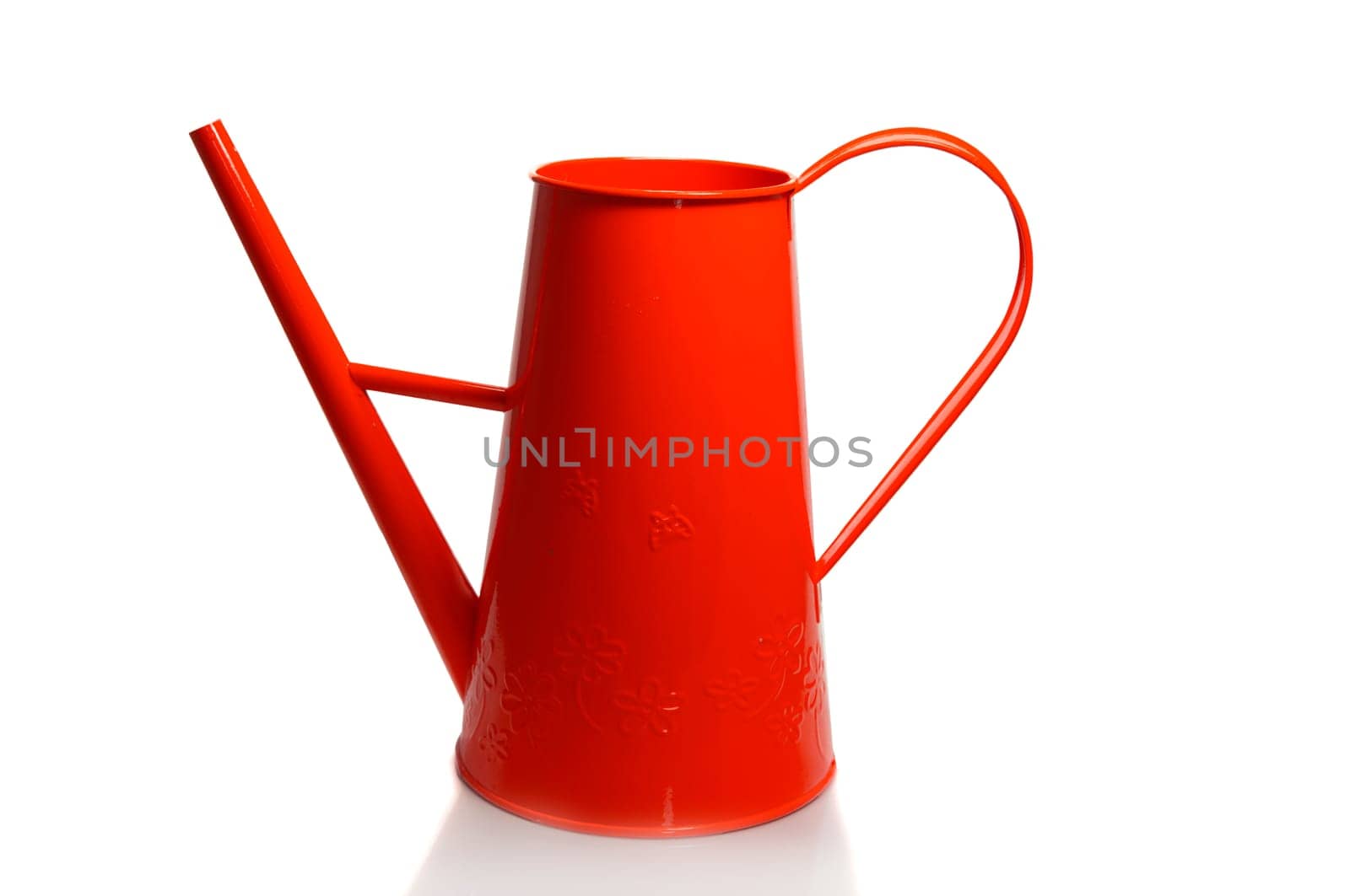 redwatering can garden tool on white background by compuinfoto