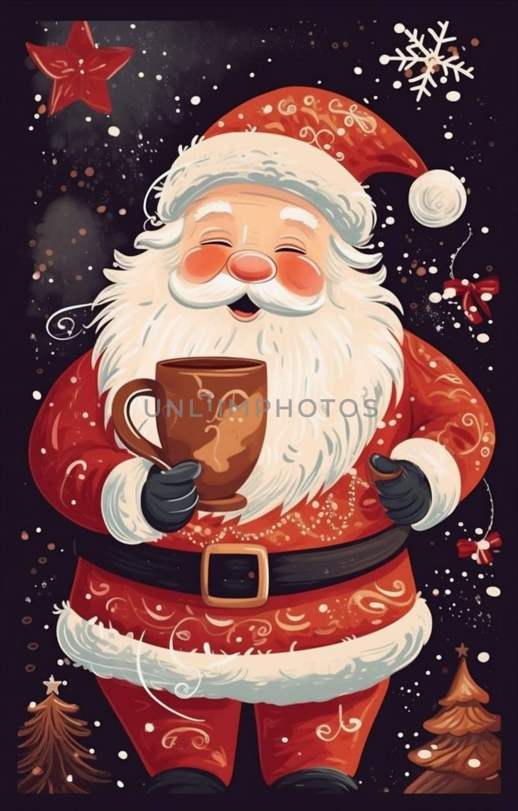 man tea merry home christmas holiday cute claus mug male santa. Generative AI. by Vichizh