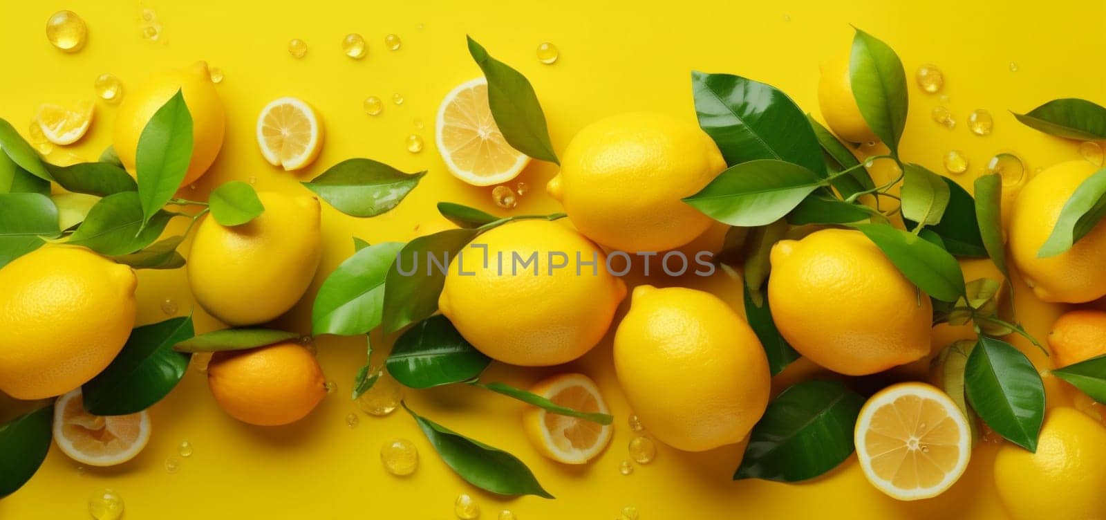 juicy summer fruit background healthy lemon yellow fresh food top natural. Generative AI. by Vichizh