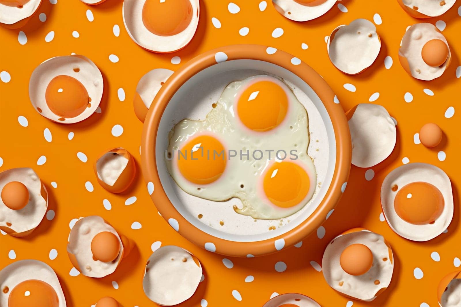 healthy easter food graphic texture background breakfast white yellow egg pattern. Generative AI. by Vichizh