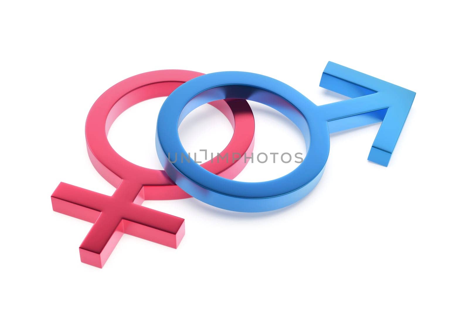 Metal red female and blue male gender symbols by magraphics