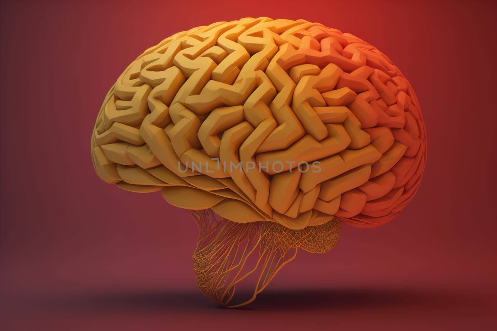 Human brain on a solid color background. ai generative