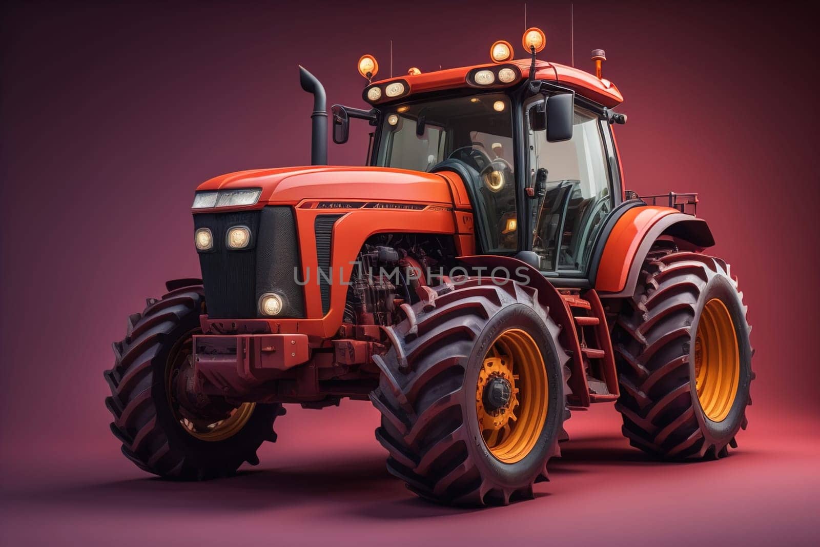 Modern tractor on a colored background. ai generative