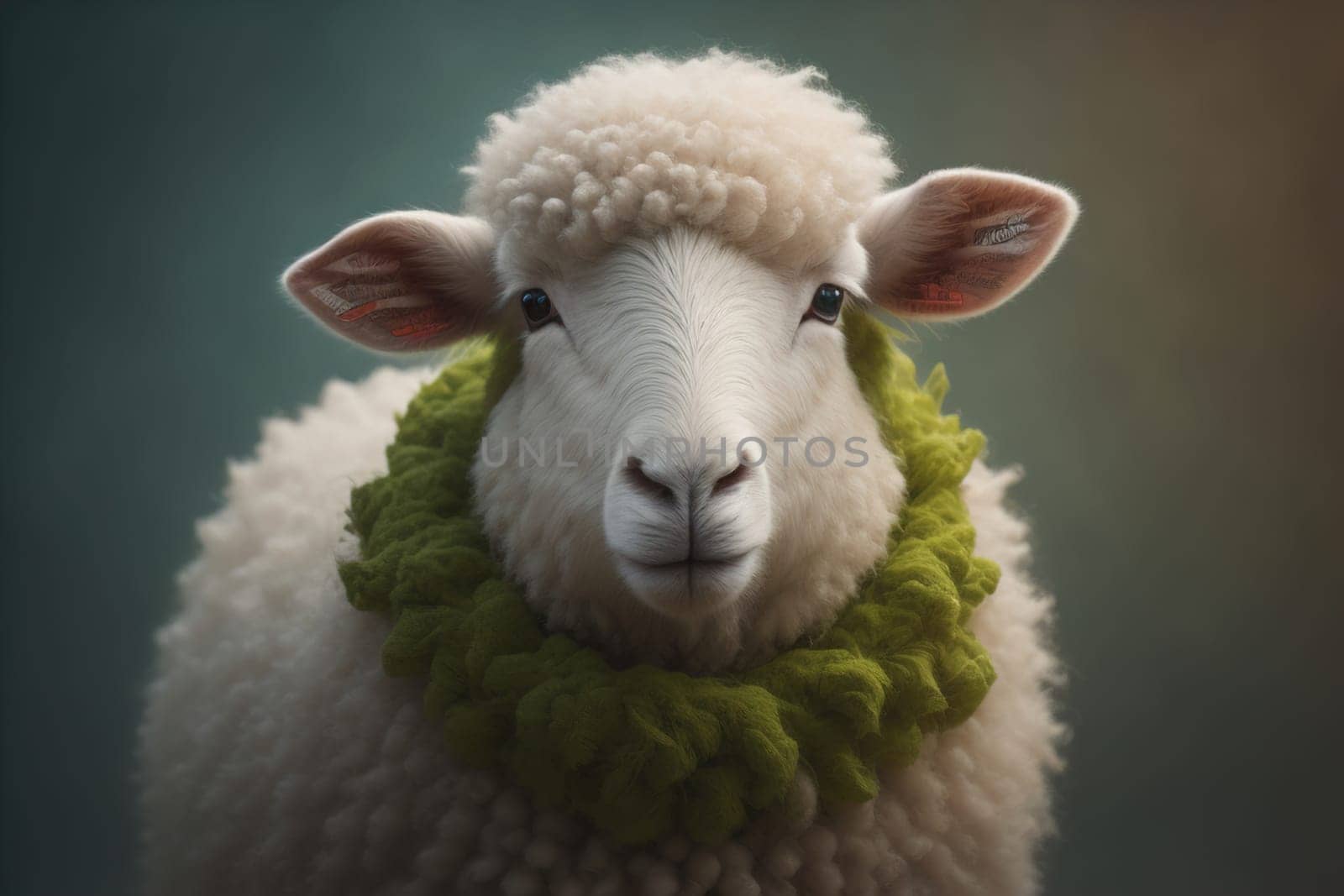 Sheep on a solid color background. Photo in old color image style. ai generative