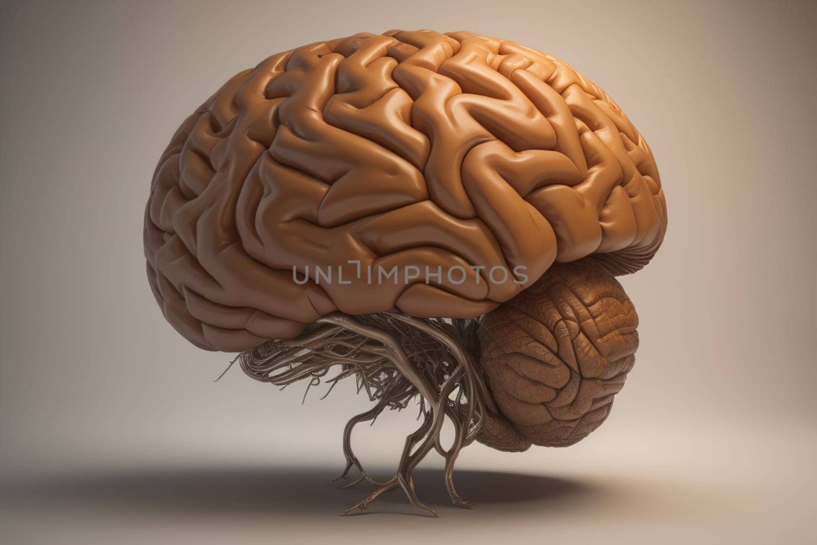 Human brain on a solid color background. ai generative