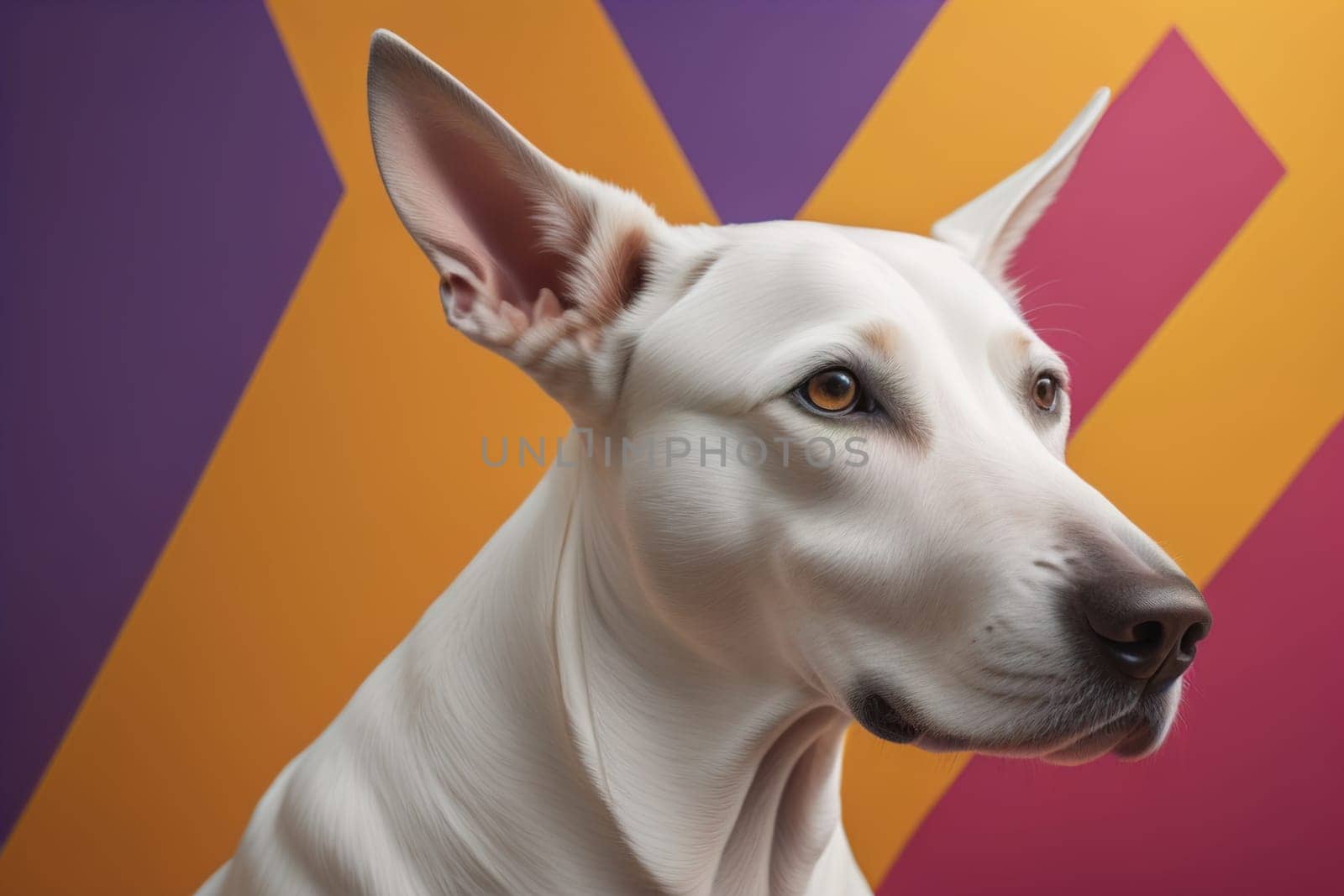 White labrador retriever dog portrait on a solid color background. Studio shot. generative ai