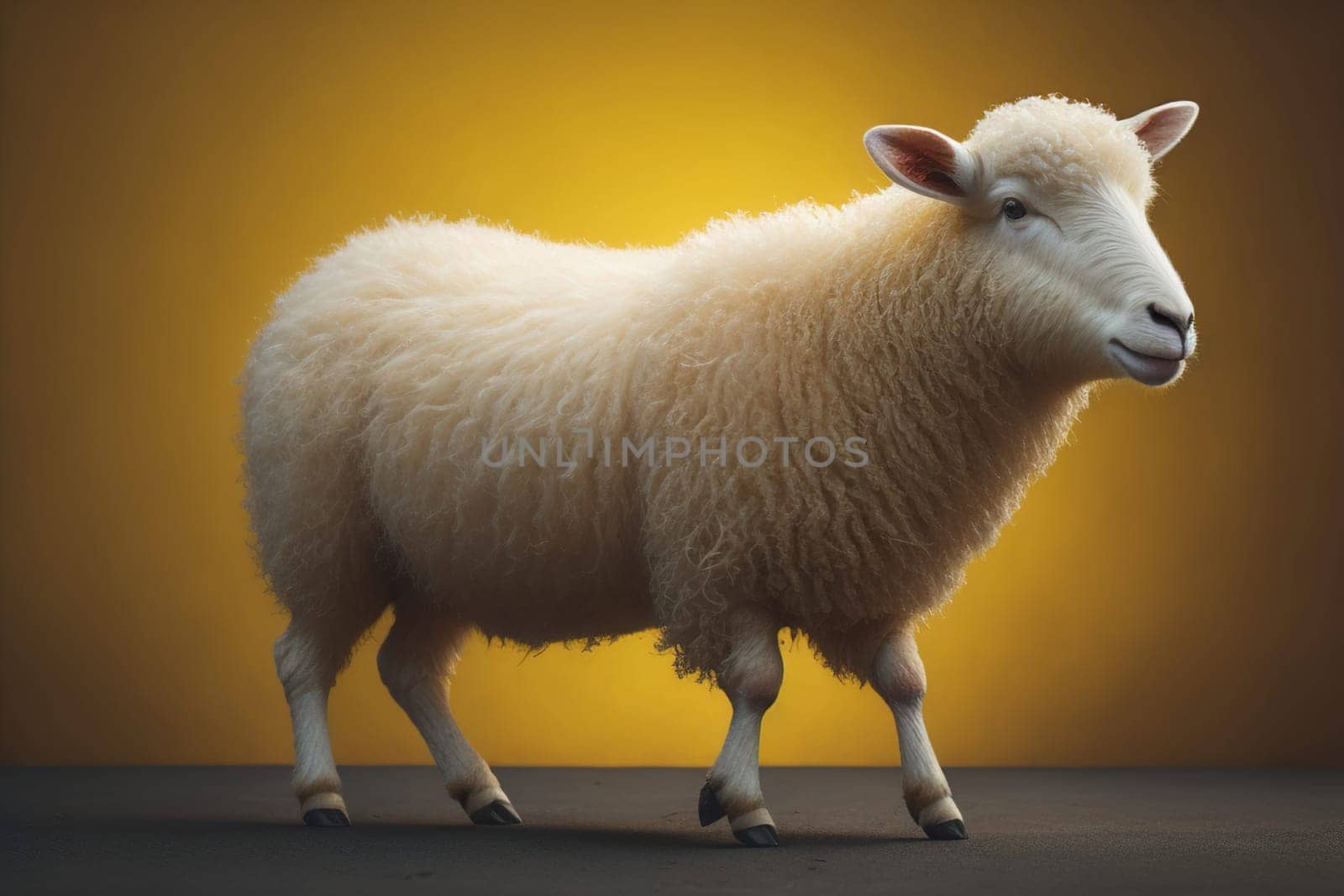 Sheep on a solid color background. Photo in old color image style. ai generative