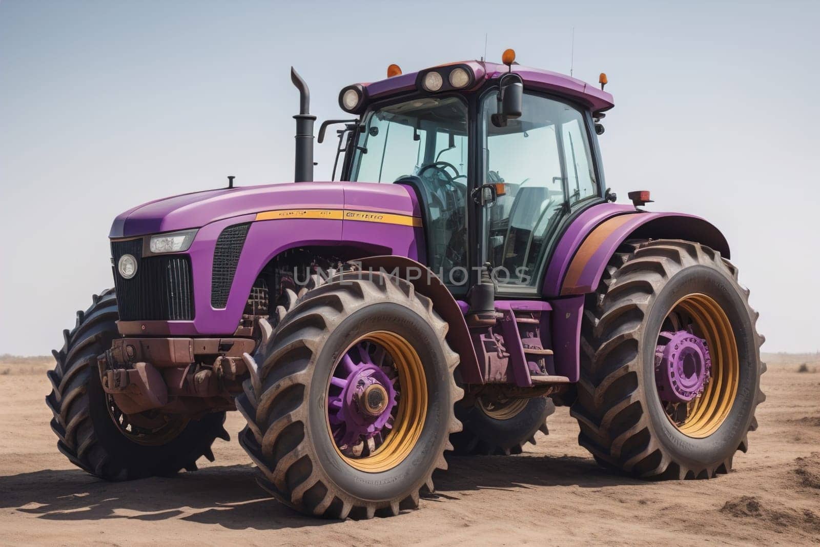 Modern tractor on a colored background. ai generative