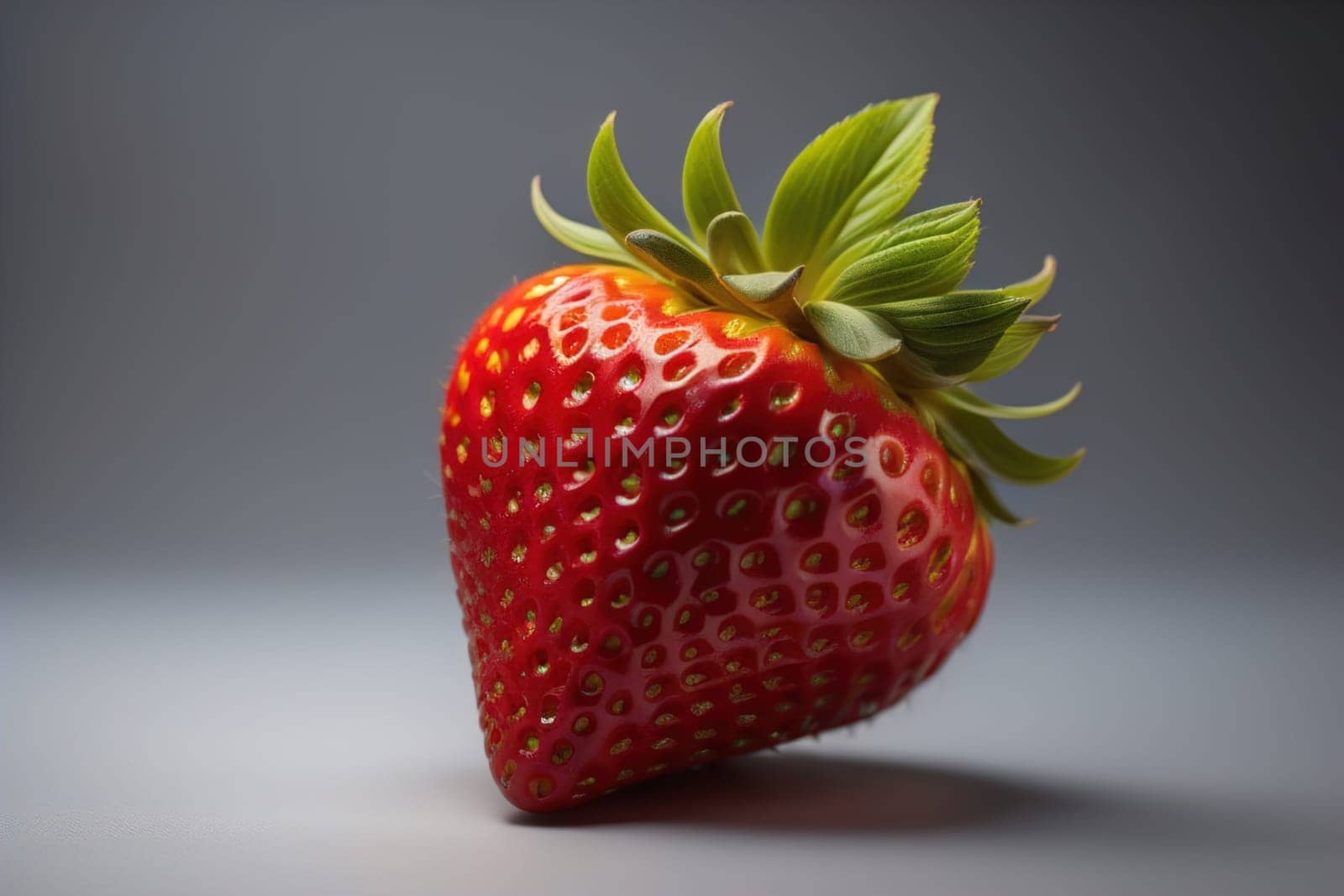 Fresh strawberries on a solid color background. generative ai
