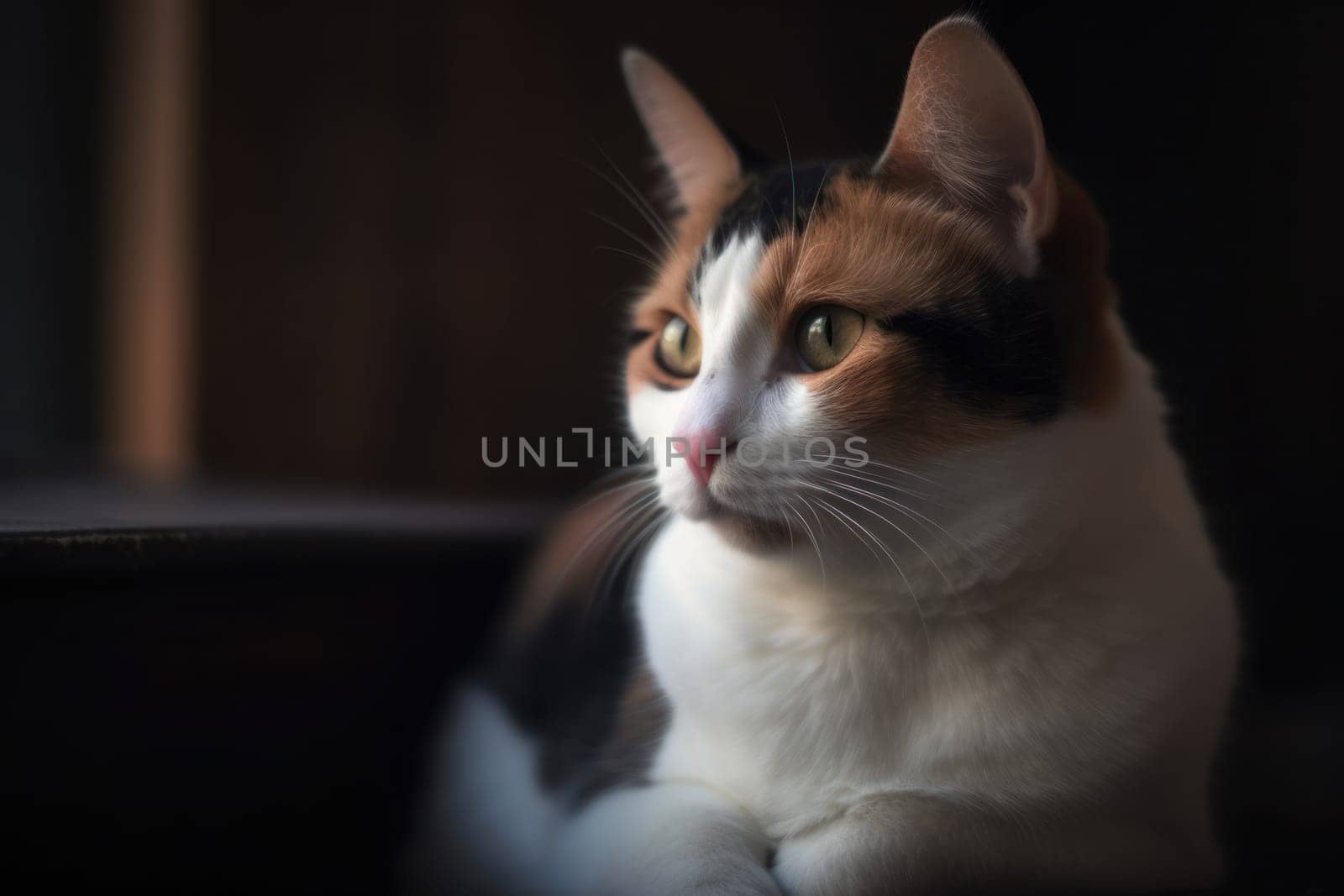 Portrait of a cute cat looking away.