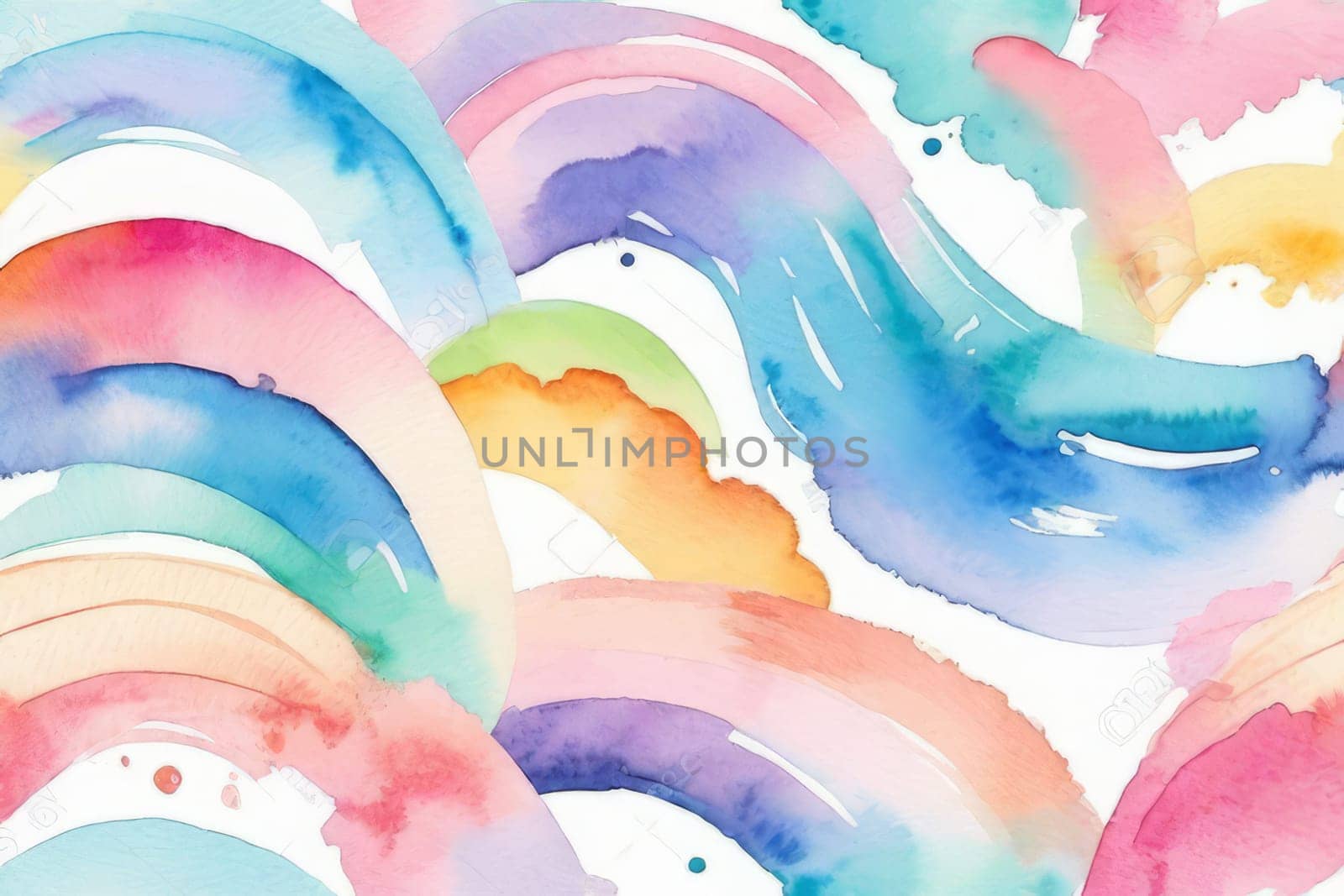 Abstract watercolor background in rainbow colors.